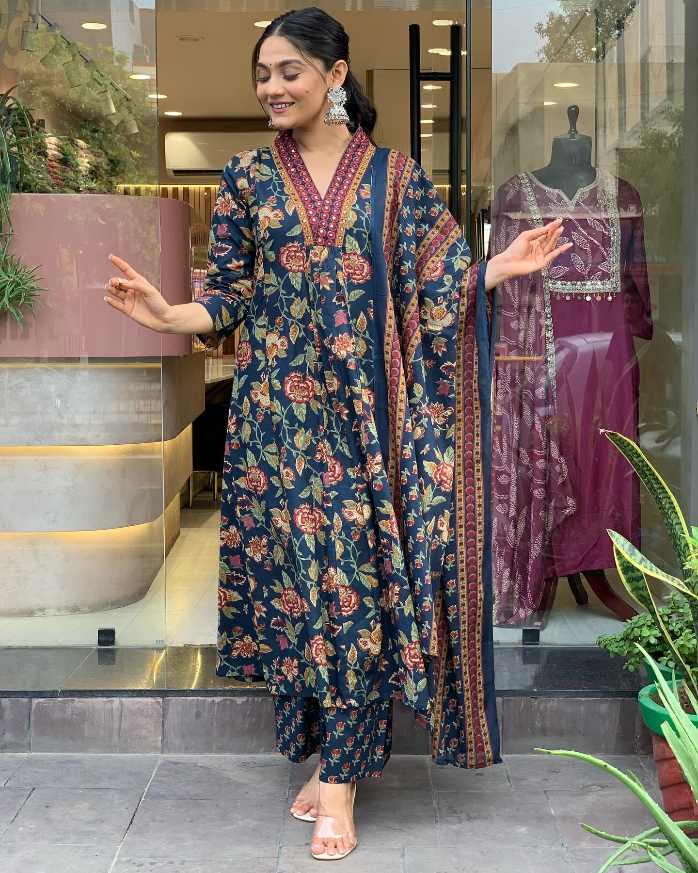 GoSriKi Women's Blue Anarkali Kurta Set - Image 5