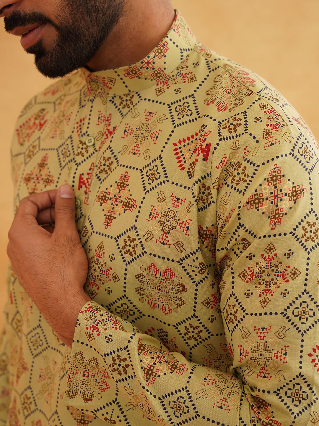 SOJANYA Pista Green Kurta for Men - Image 5