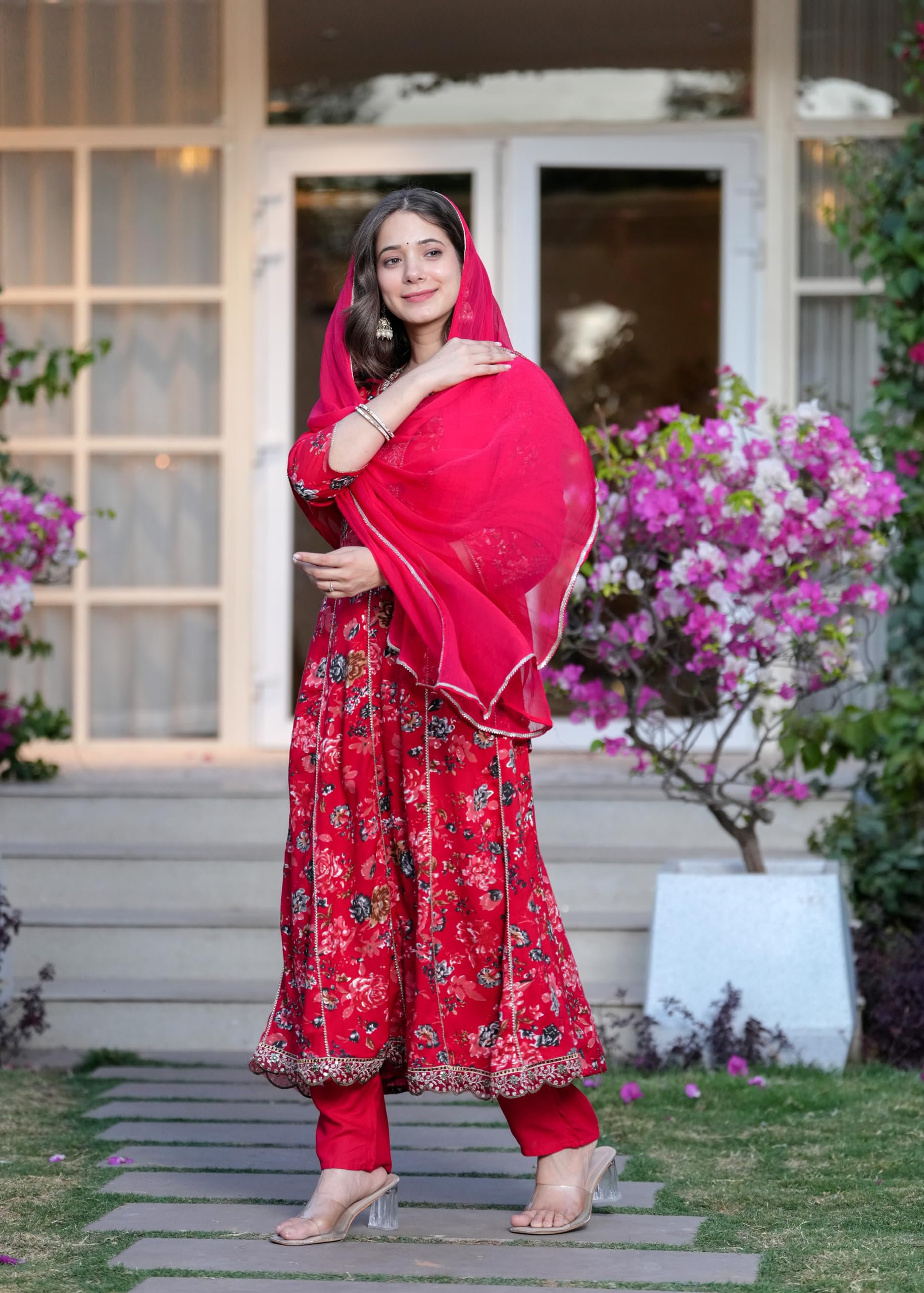 MANHAREE Women's Rayon Anarkali Kurta Set - Image 2