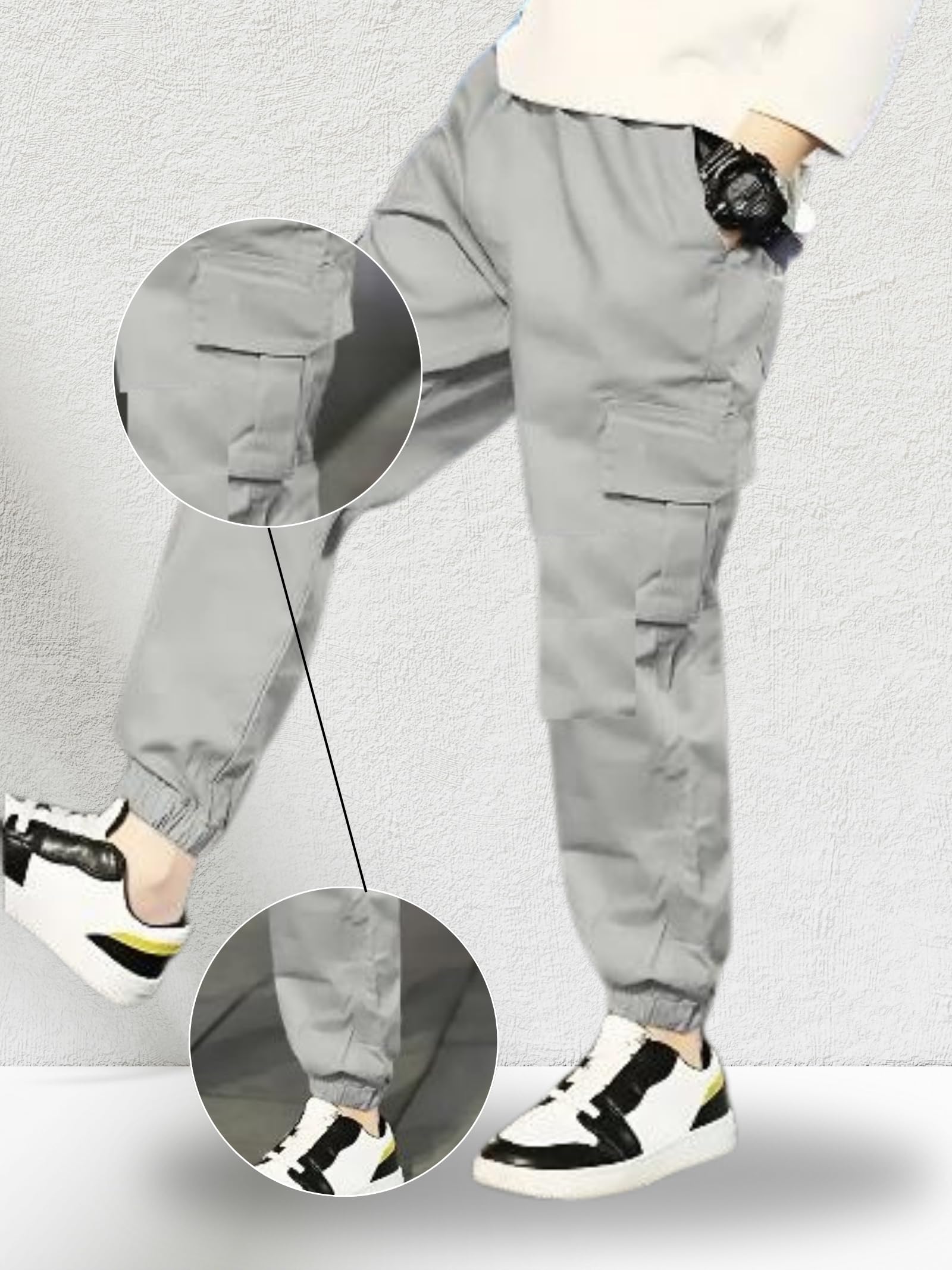 Vikita Boys Grey Cotton Cargo Joggers - Image 5