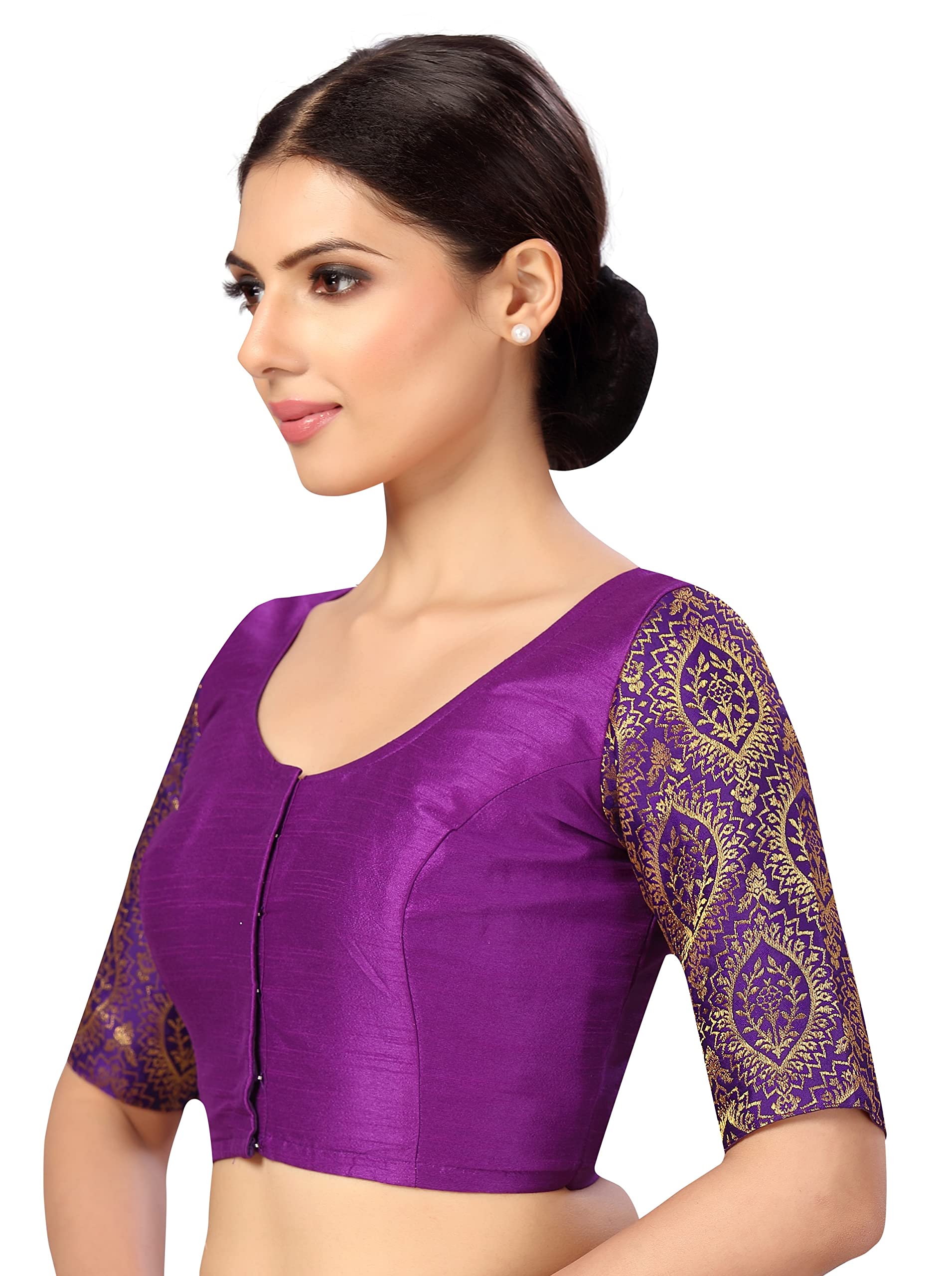 Studio Shringaar Women's Saree Blouse - Purple - Image 4