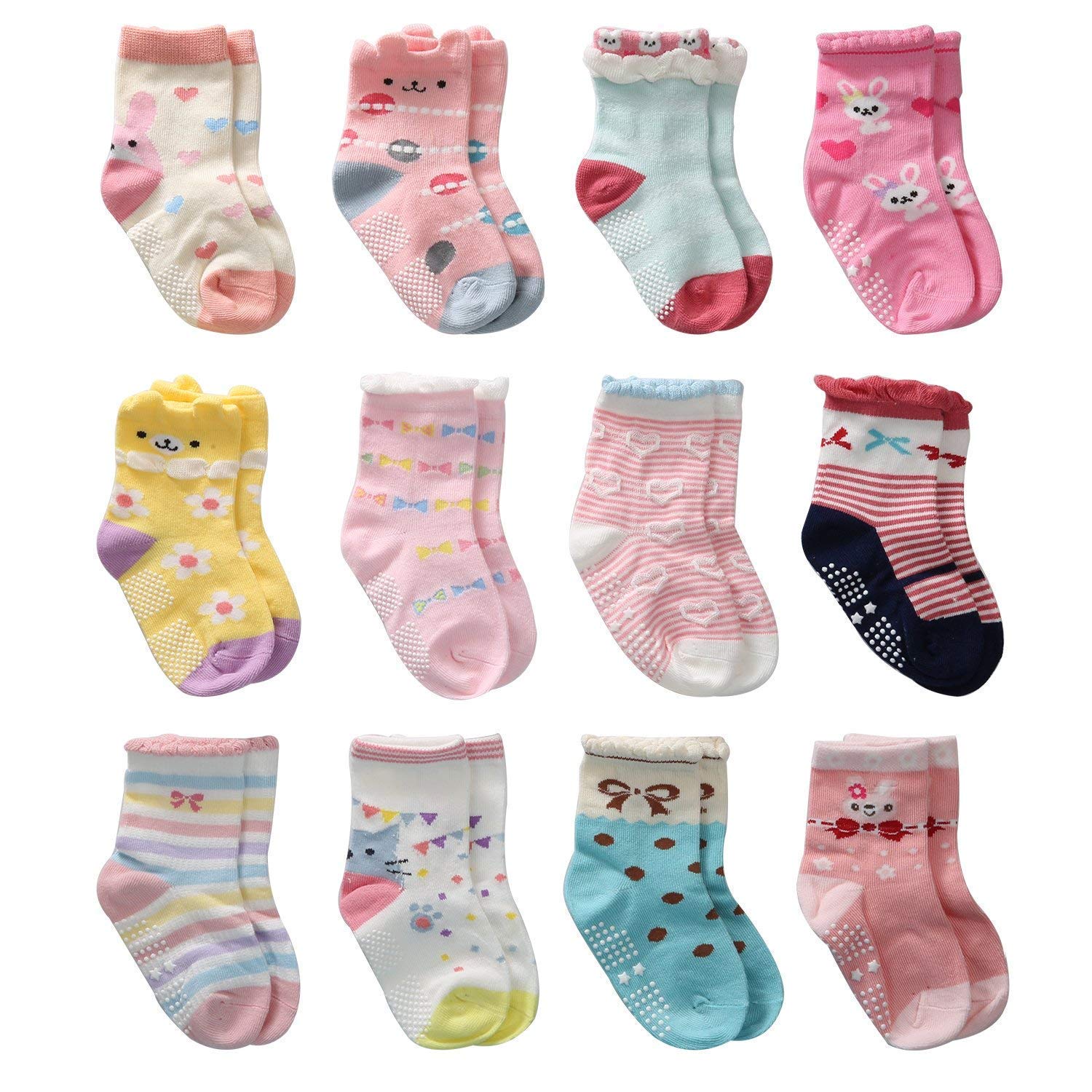 FOOTPRINTS Organic Cotton Anti-Skid Socks for Girls - Multicolor
