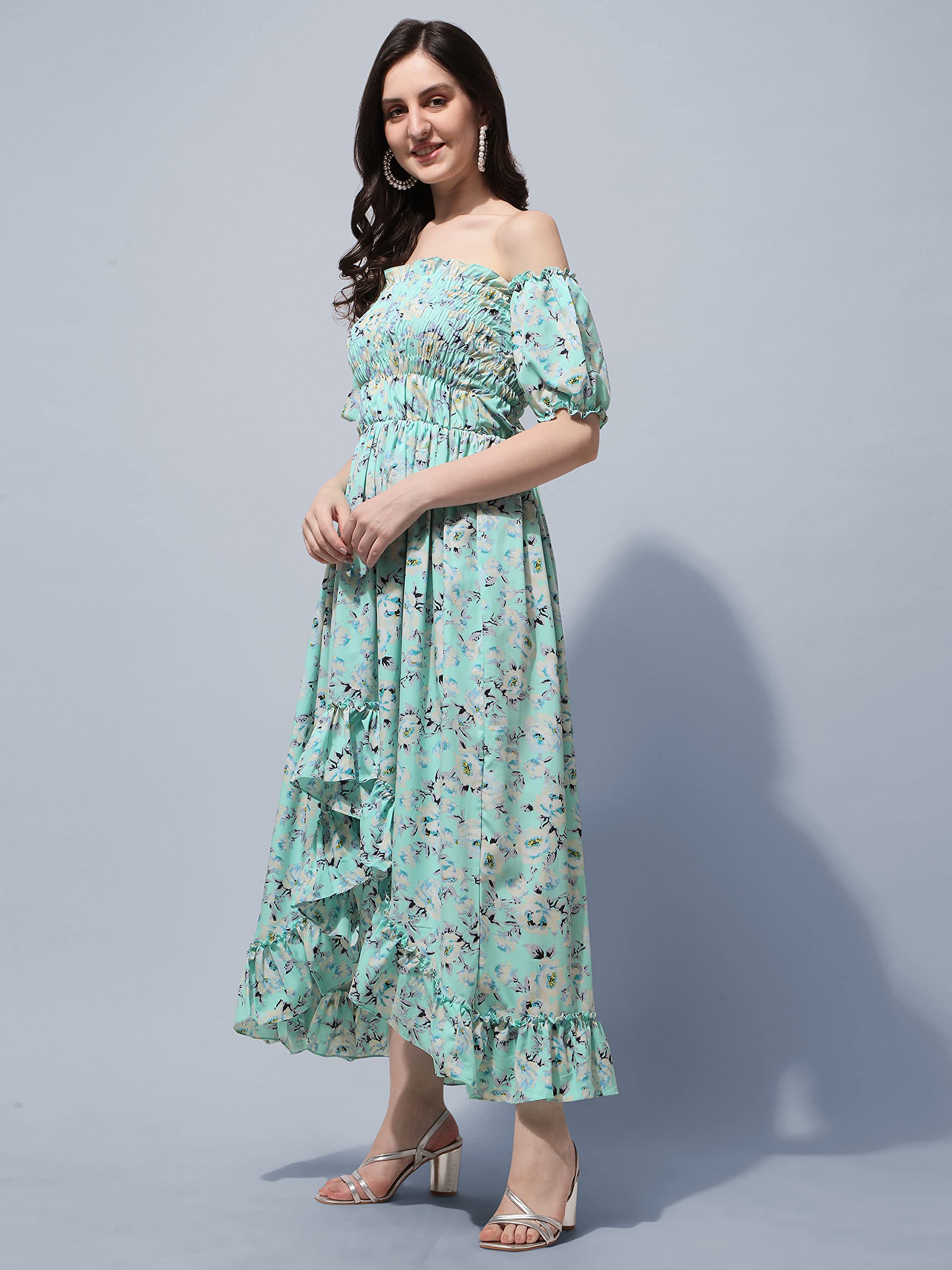 OOMPH! Flared Off Shoulder Dress for Women - Image 3