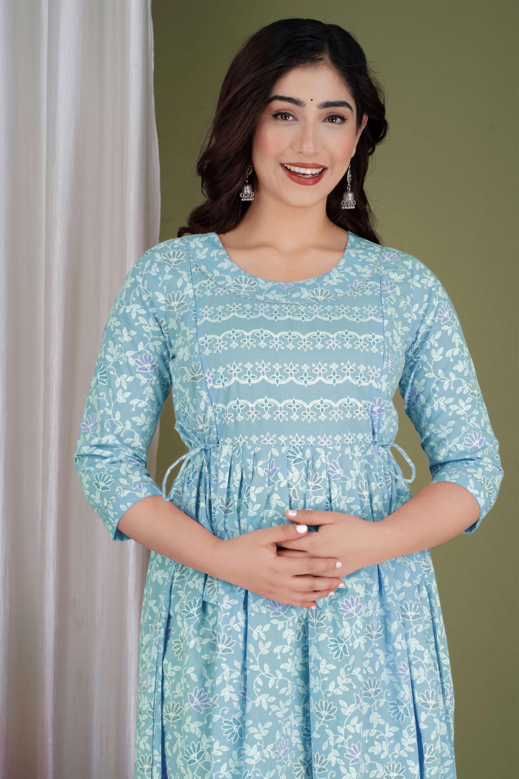 GarbGlide Maternity Feeding Kurtis - Aqua Blue - Image 4
