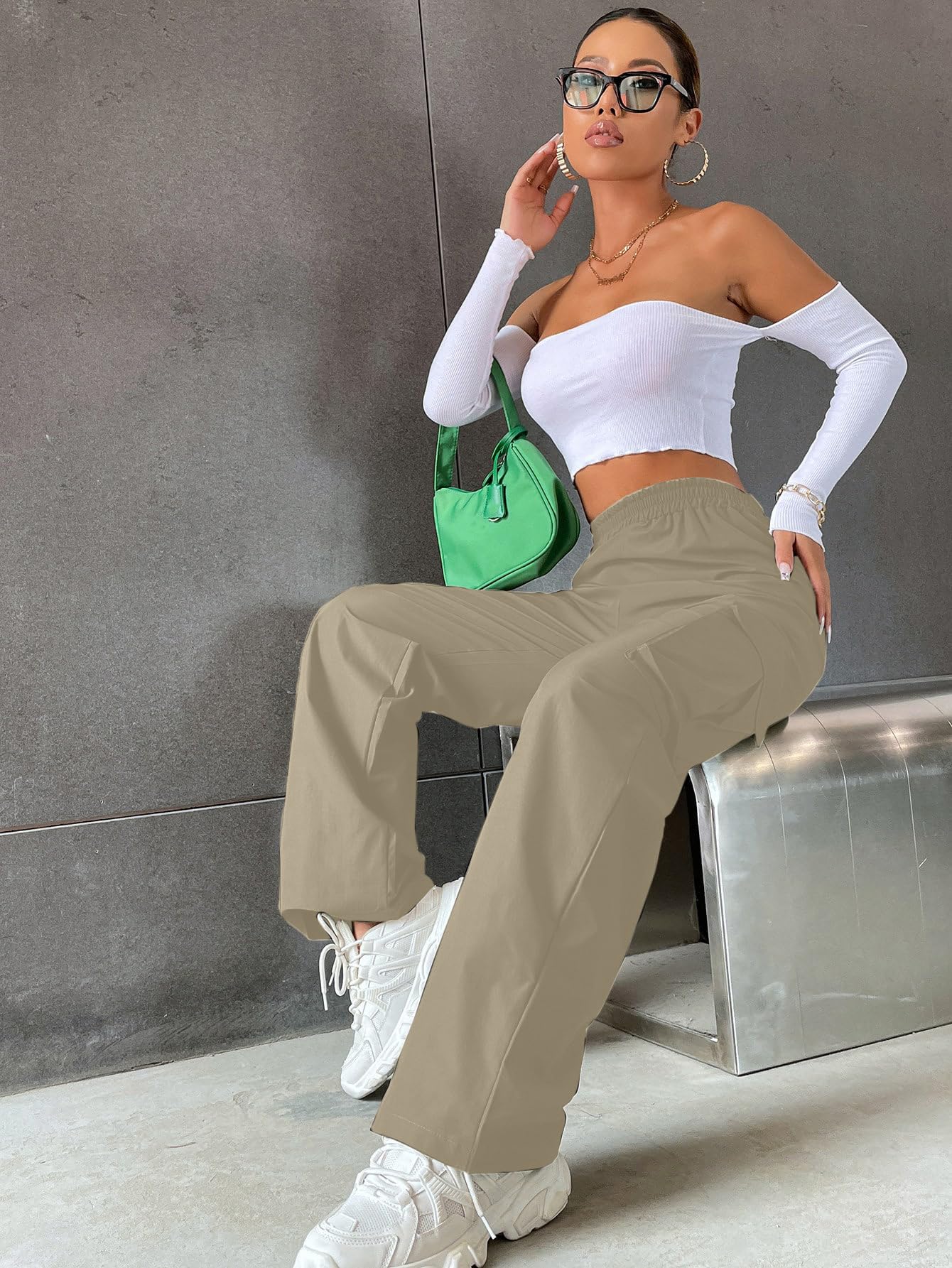 Aahwan Khaki Cargo Pants for Women & Girls - Image 4