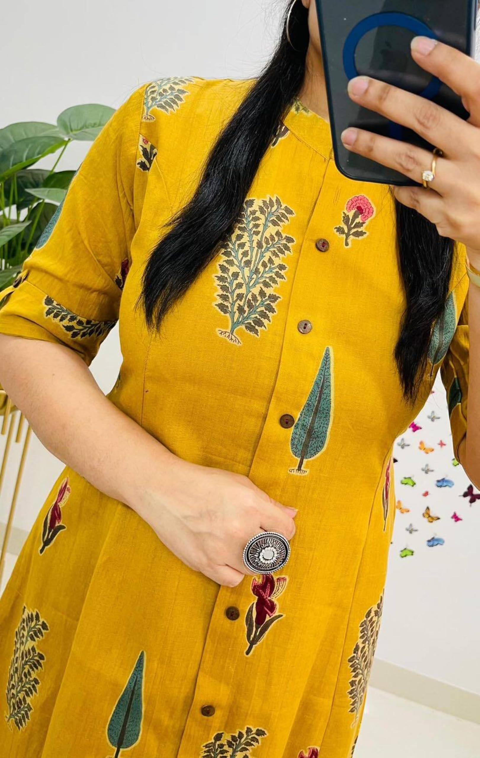 GEHU Women Mustard Yellow Cotton Printed Kurta Set - Image 4