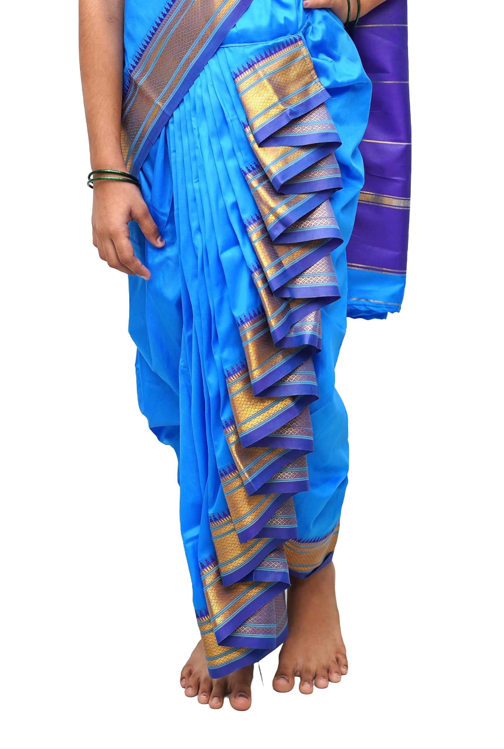 LUSTER Shahi Mastani Nauvari Saree for Girls - SkyBlue - Image 3