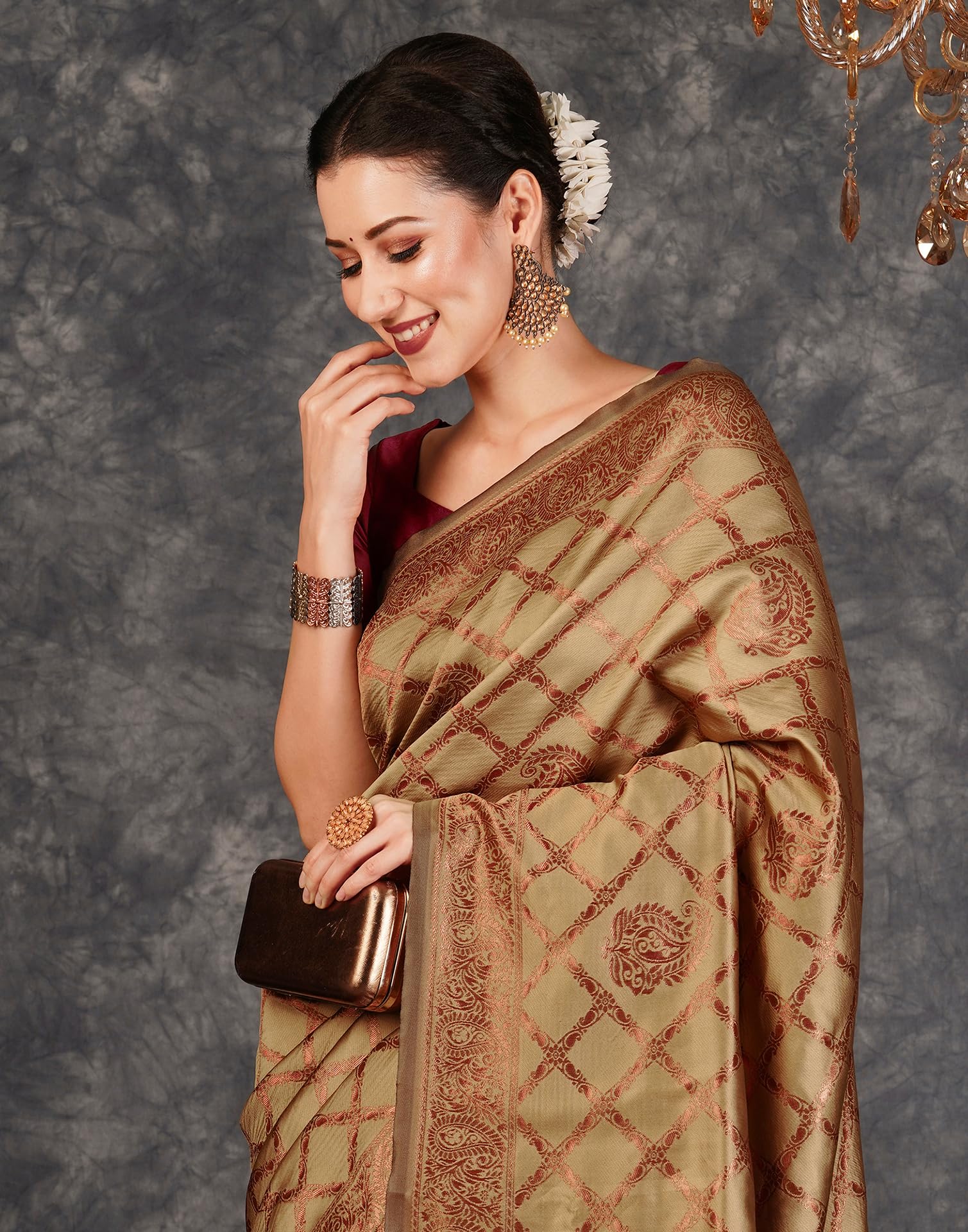 SIRIL Women's Banarasi Jacquard Silk Saree - Image 4