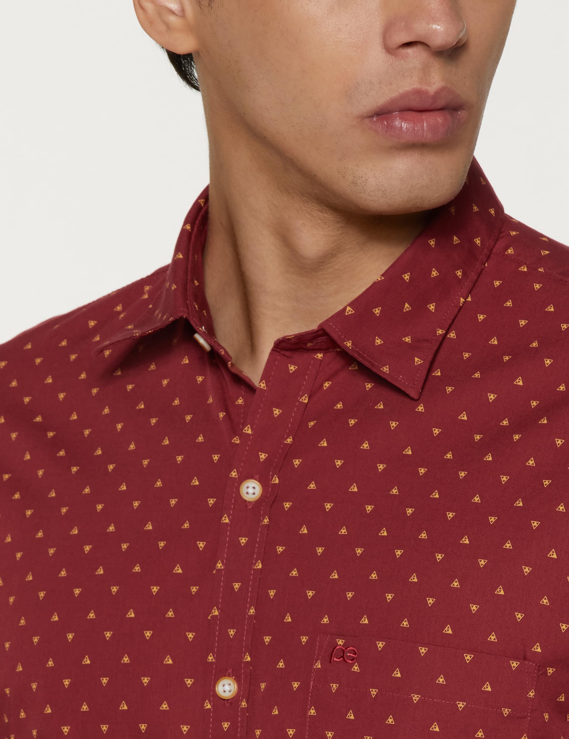 Peter England Men's Printed Casual Shirt - Maroon - Image 3