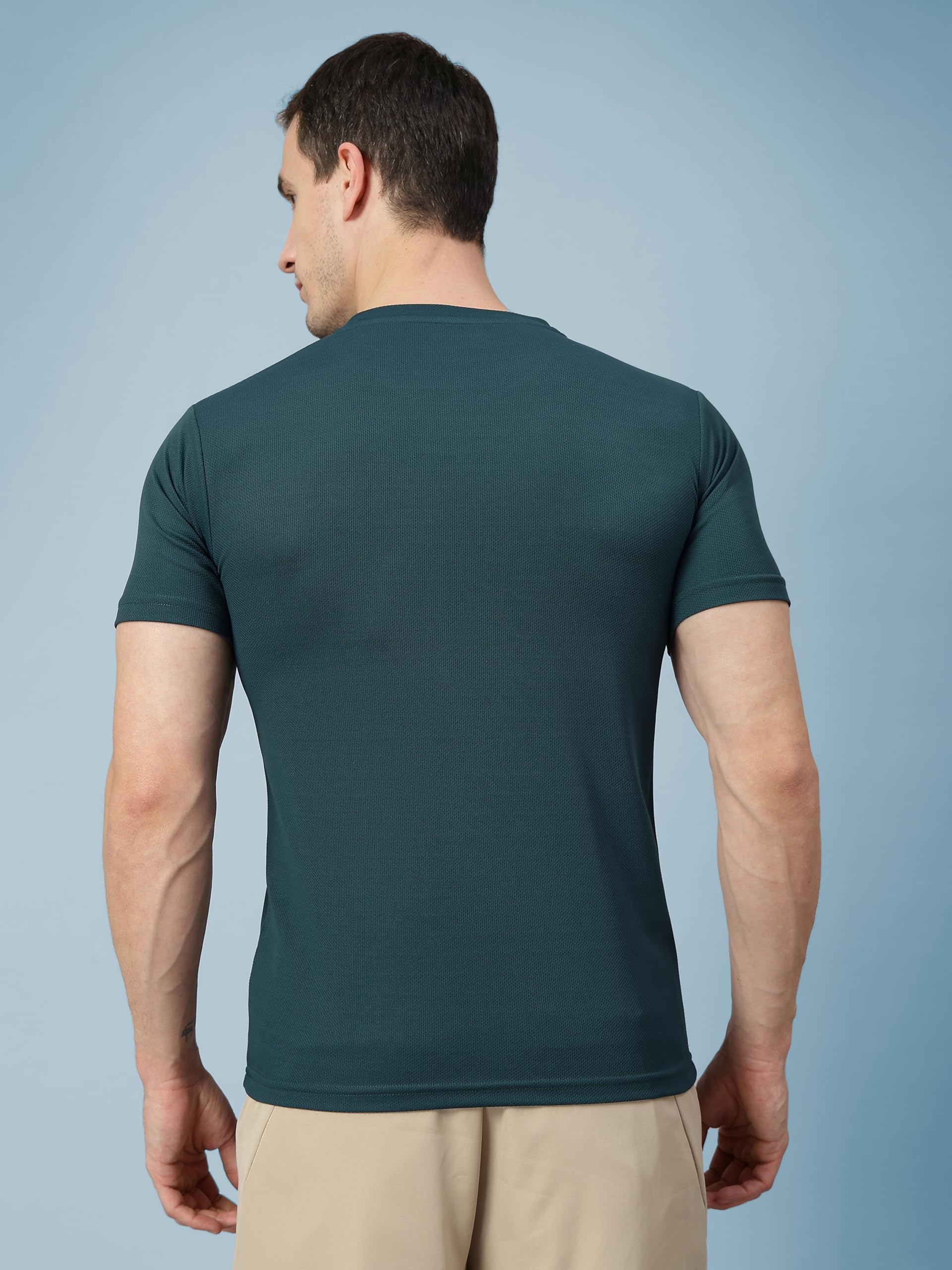 CHKOKKO Men's Quick Dry Gym T-Shirt - Bottlegreen - Image 4