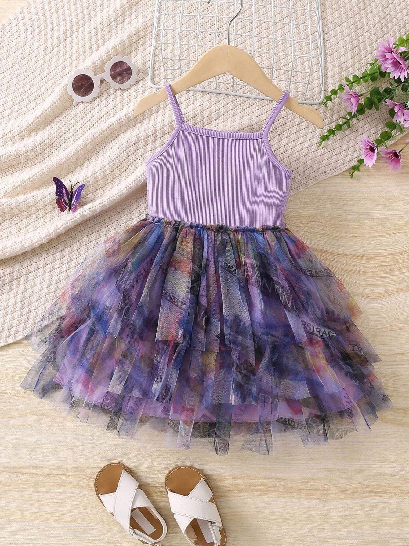 TAGAS Baby Girl Net A-Line Dress - Lavender - Image 2