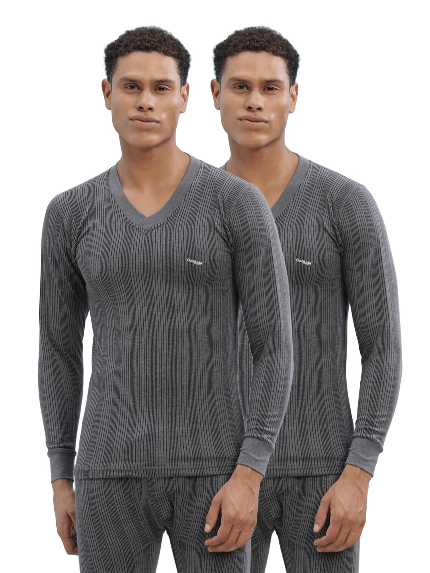 Dollar Mens Thermal V-Neck Top - Grey