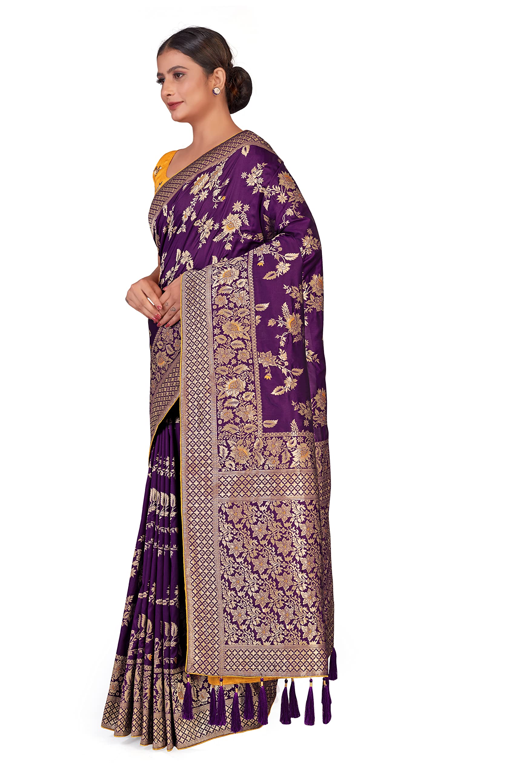 Monjolika Banarasi Silk Saree - Purple - Image 2