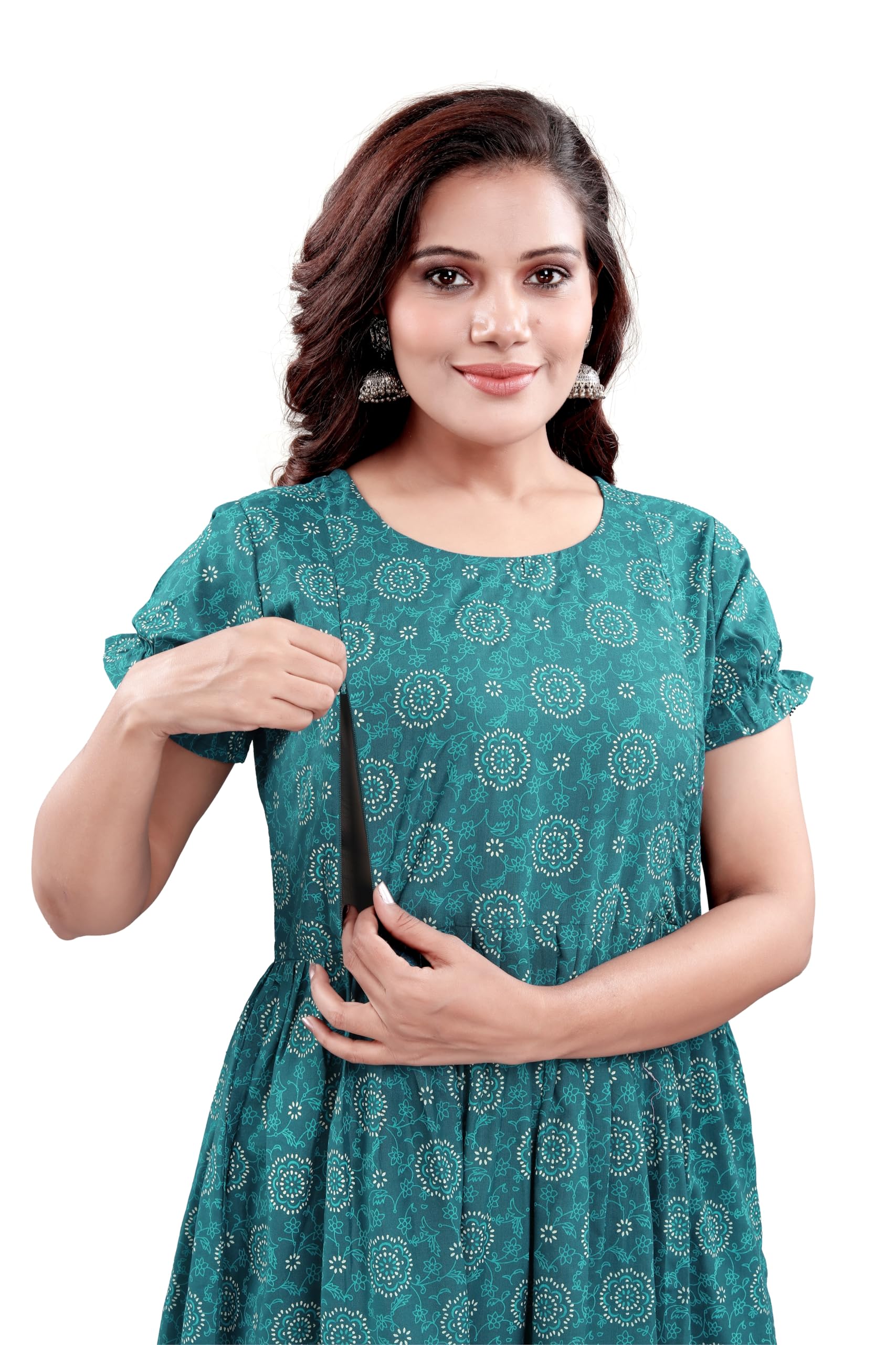 GarbGlide Cotton Rayon Maternity Feeding Dress for Women - Image 3