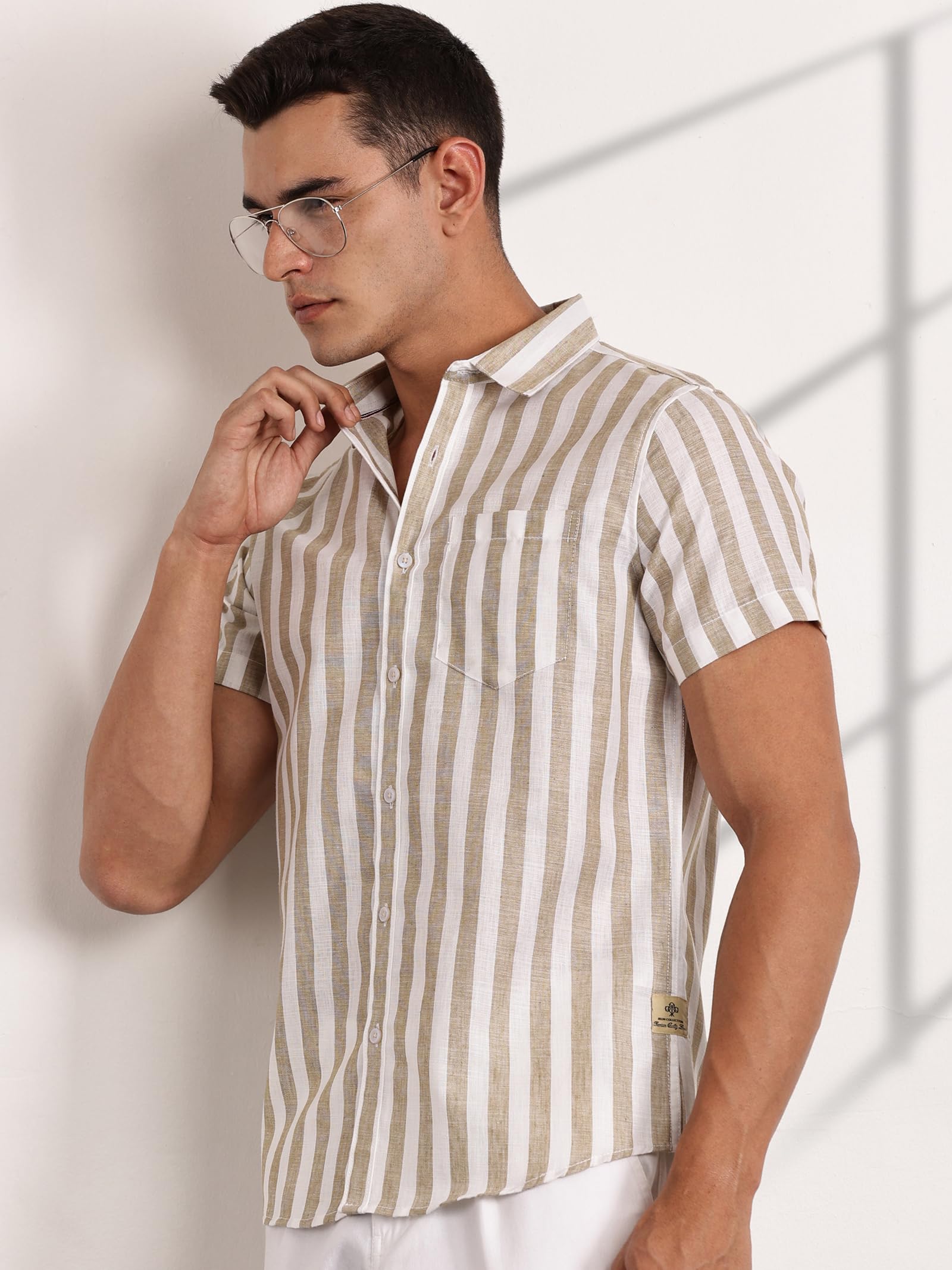 Thomas Scott Mens Striped Casual Shirt - Brown - Image 2