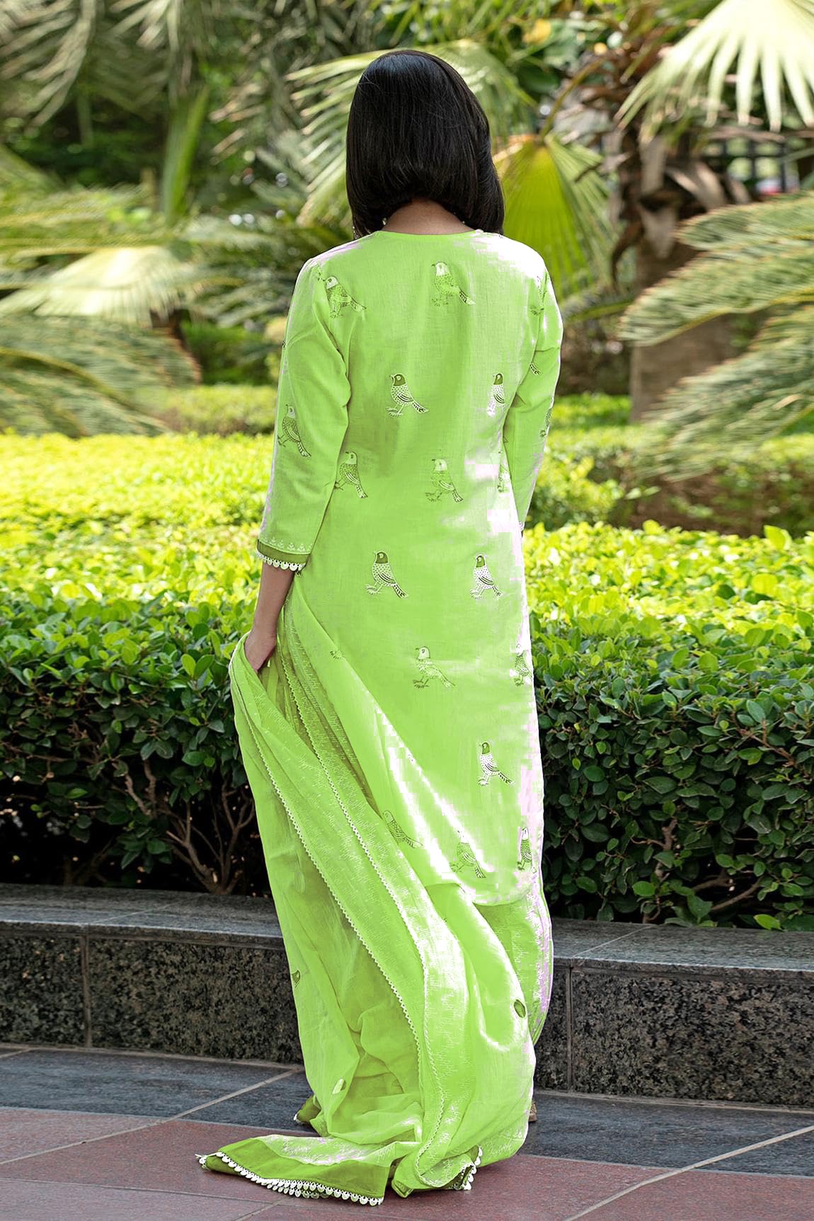 GoSriKi Green Rayon Blend Kurta Set for Women - Image 2
