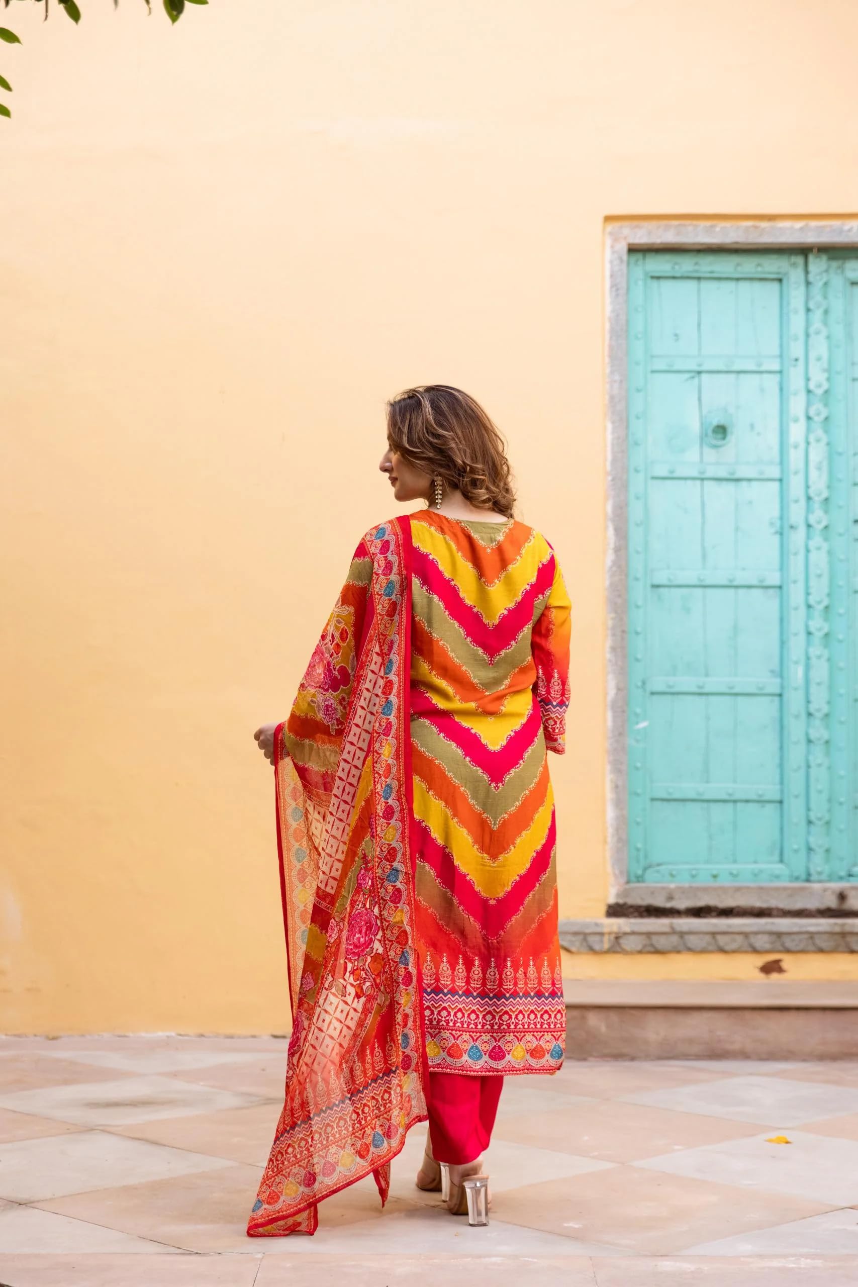 GoSriKi Multicolor Rayon Viscose Kurta Set for Women - Image 2