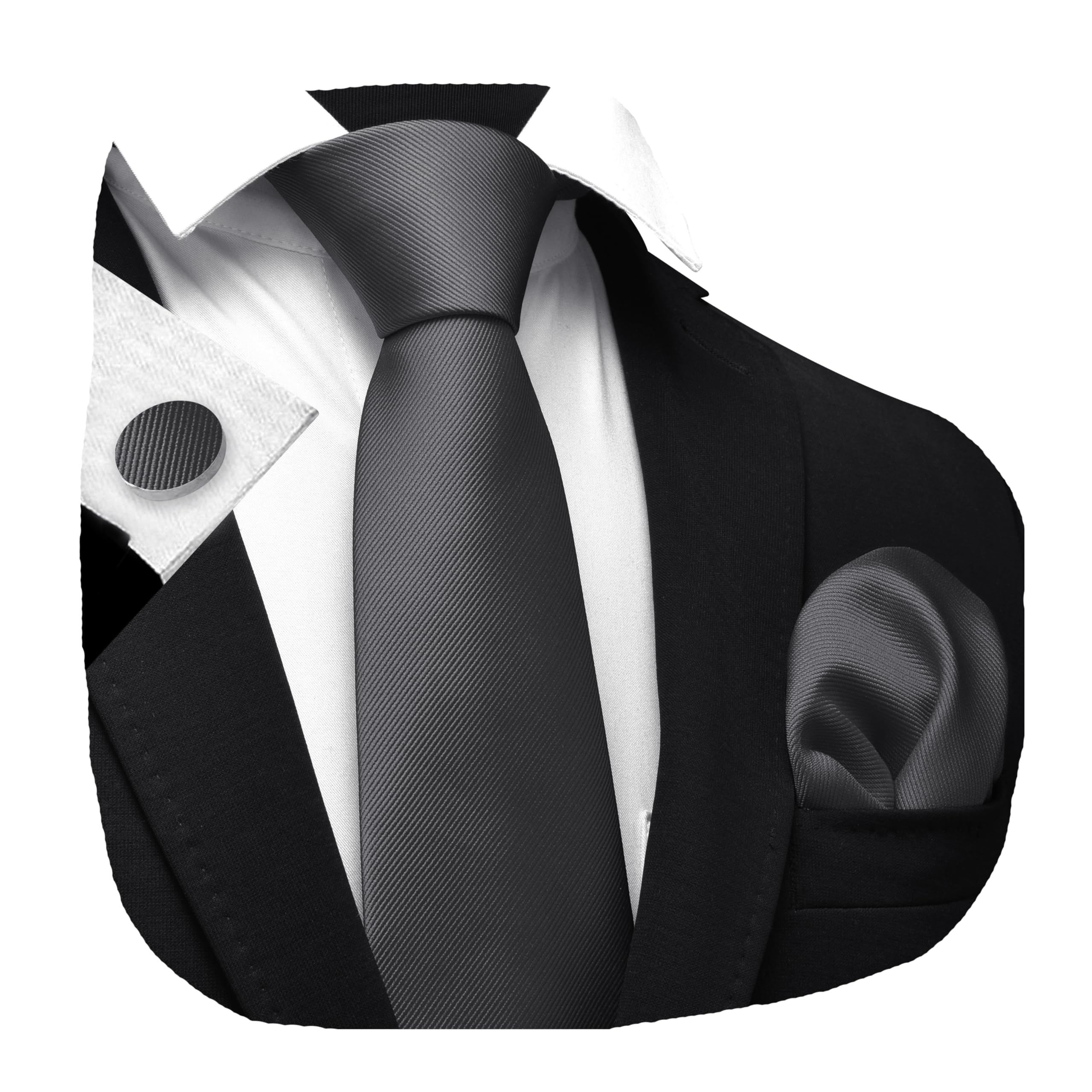 GUSLESON Charcoal Gray Wedding Ties for Men