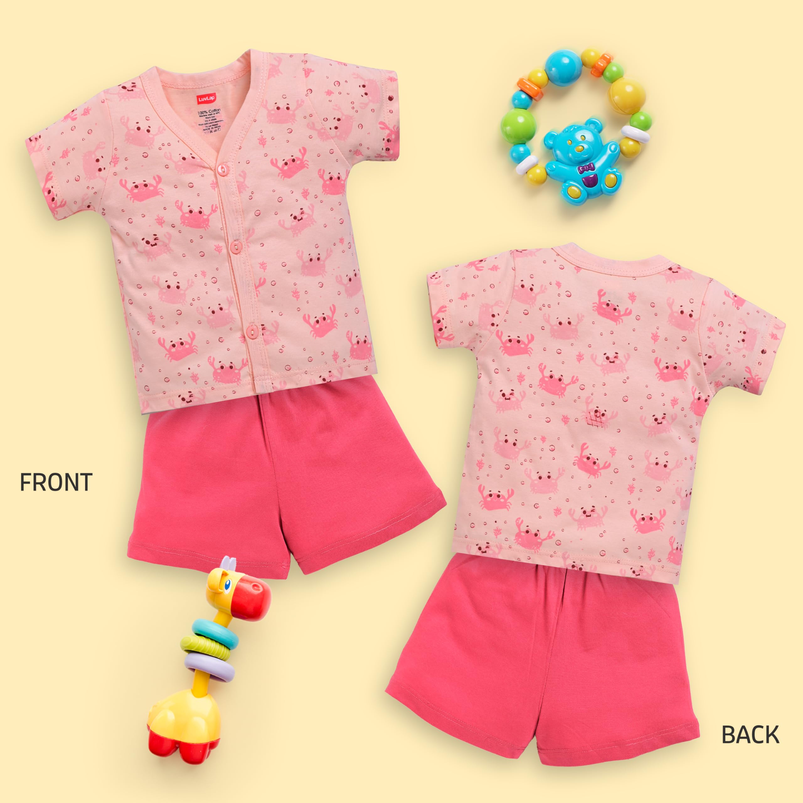 LuvLap Kid Cotton Printed Jhabla & Shorts Sets - Image 4