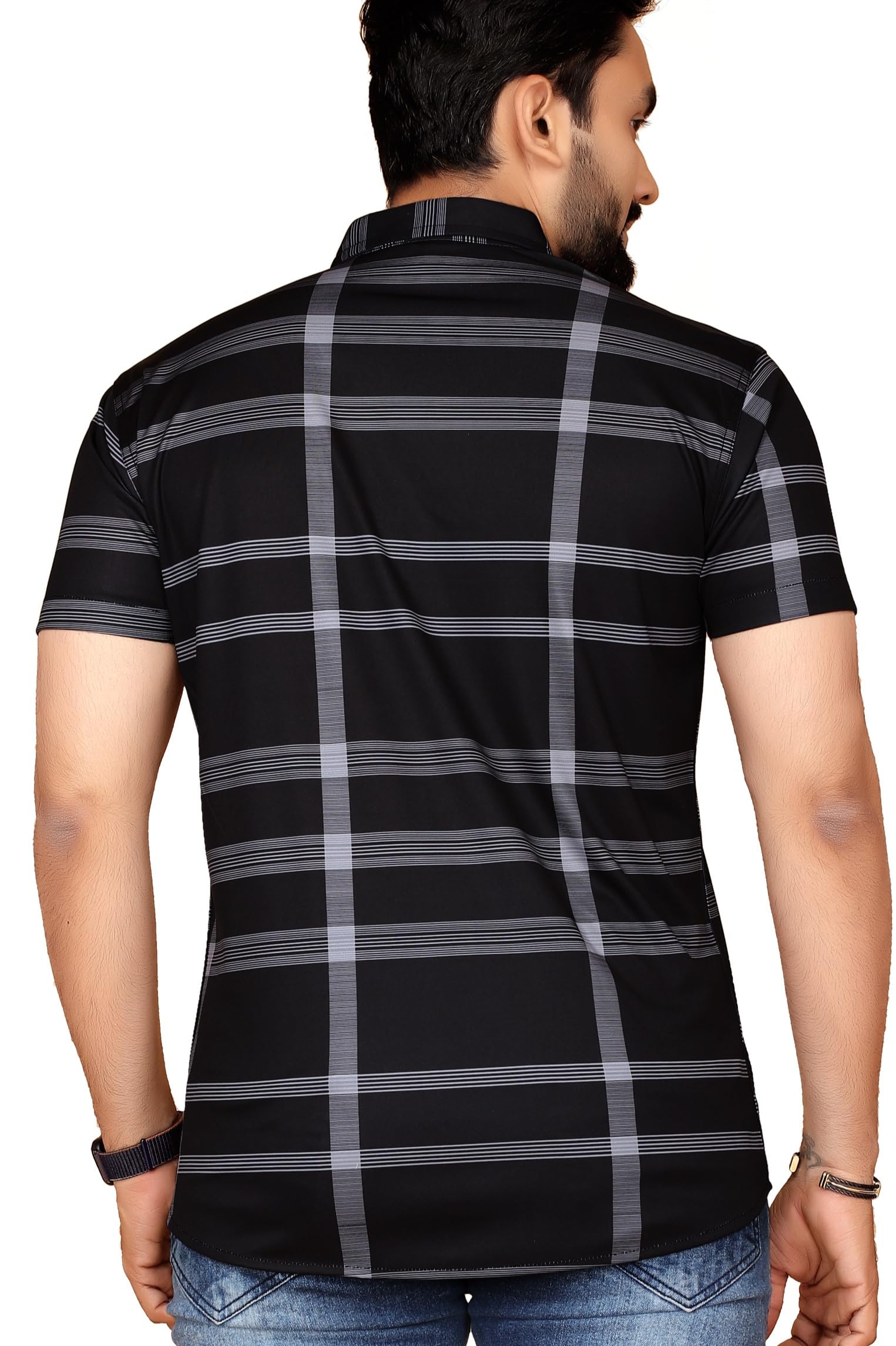 FABRIPPLE Men Printed Half Sleeve Shirt - Black - Image 2