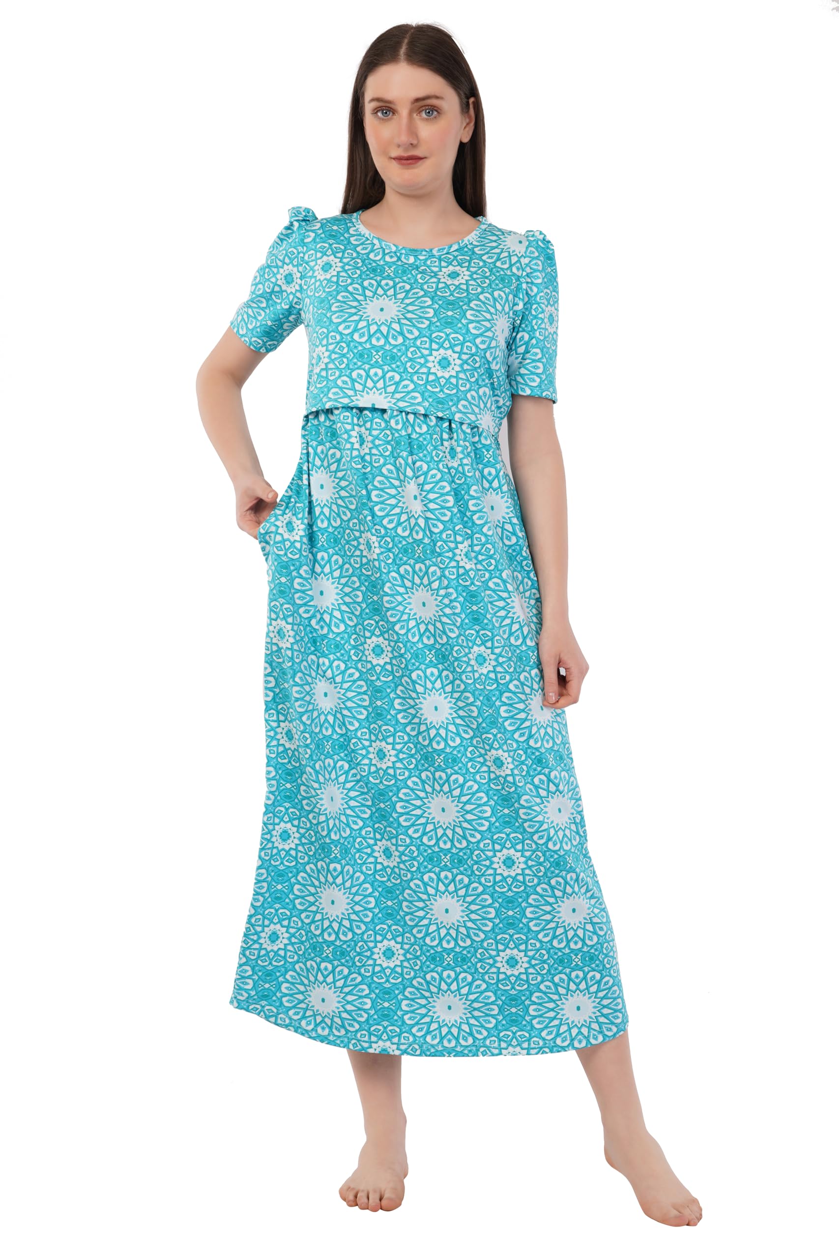 kekabu Maternity Nursing Nighty - Multi Colour