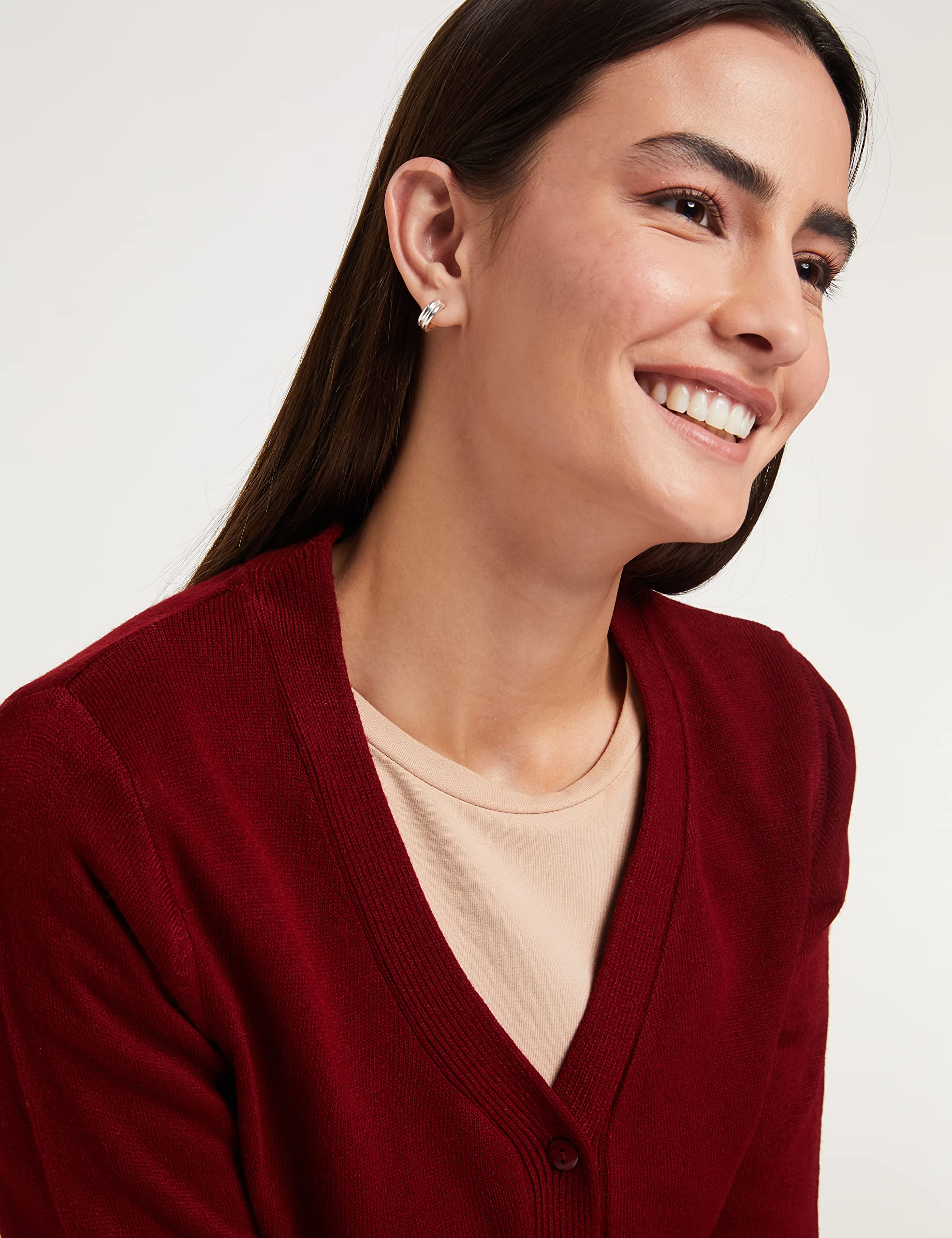 Cozy Maroon Cardigan Sweater for Women - Image 4