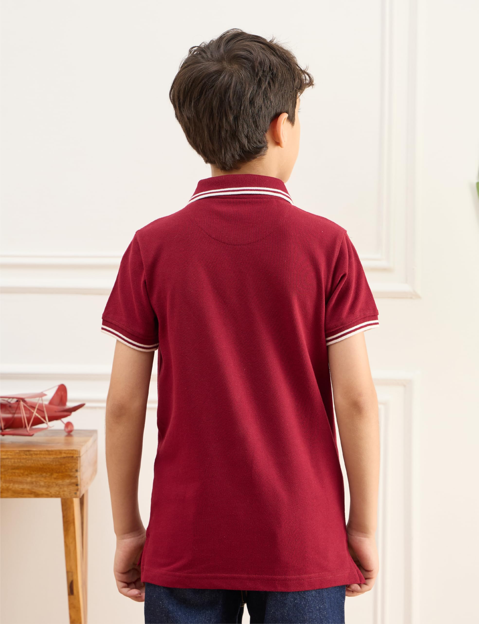 Symbol Boy Polo T-Shirt - Maroon Mustard - Image 4