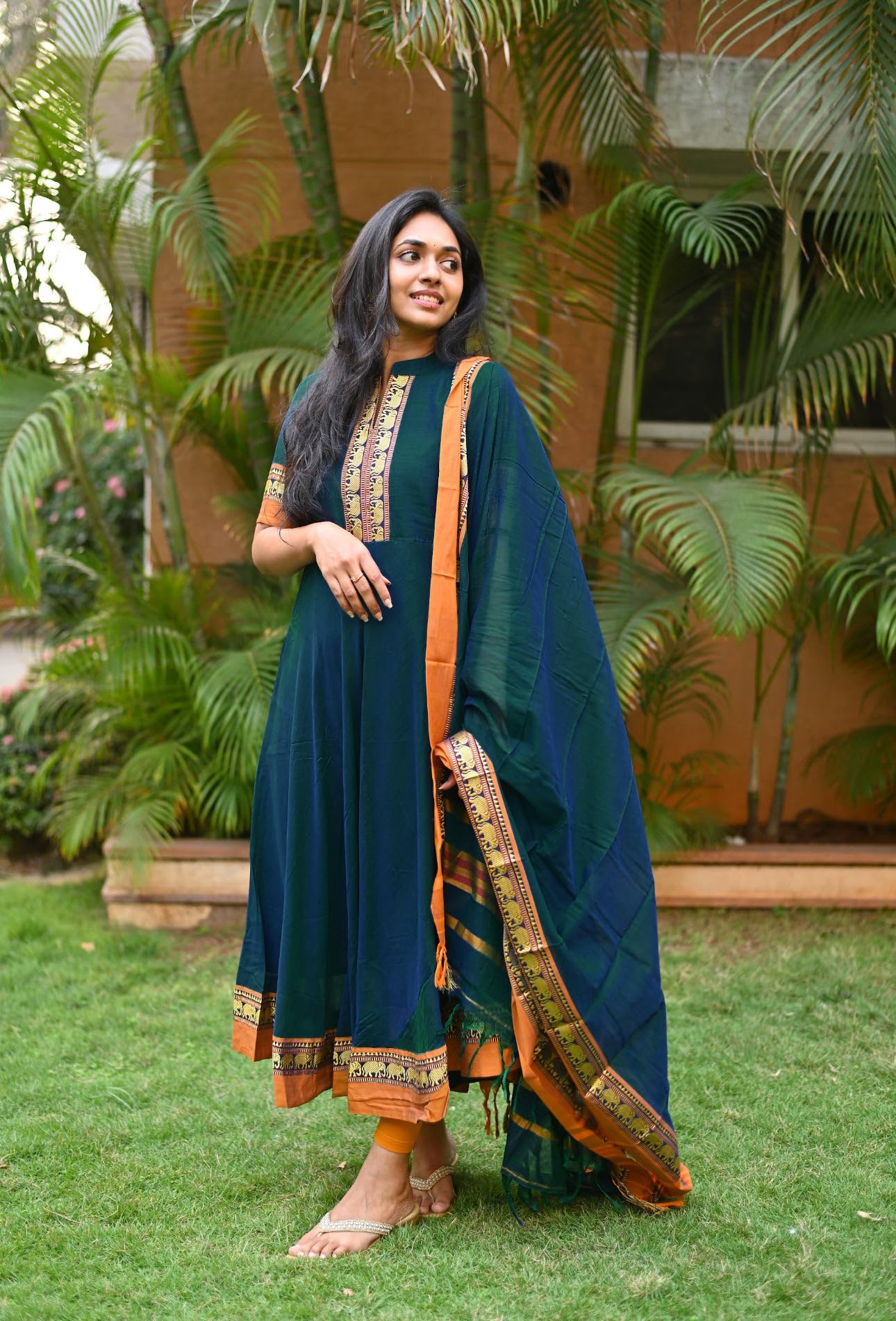 GoSriKi Sky Blue Anarkali Kurta Set for Women - Image 4