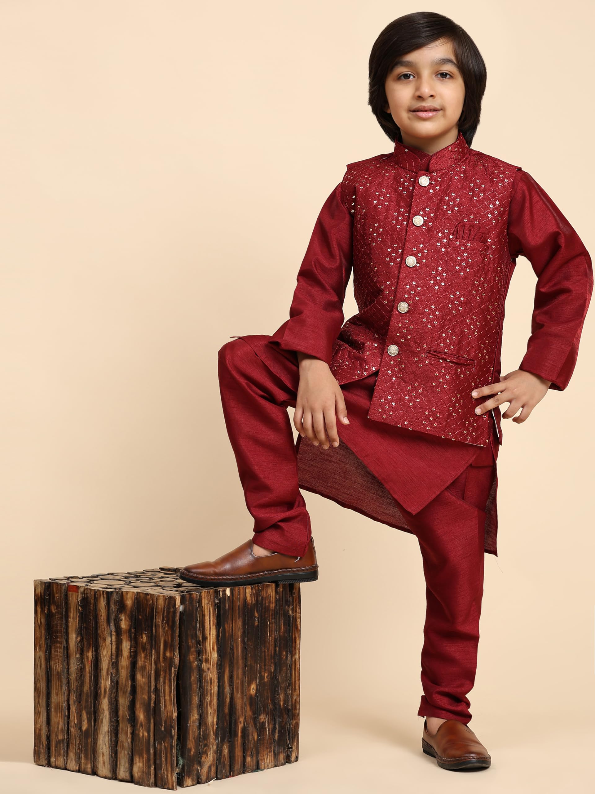 Pro-Ethic Kurta Pajama for Kids Boys - Silk Floral - Image 3