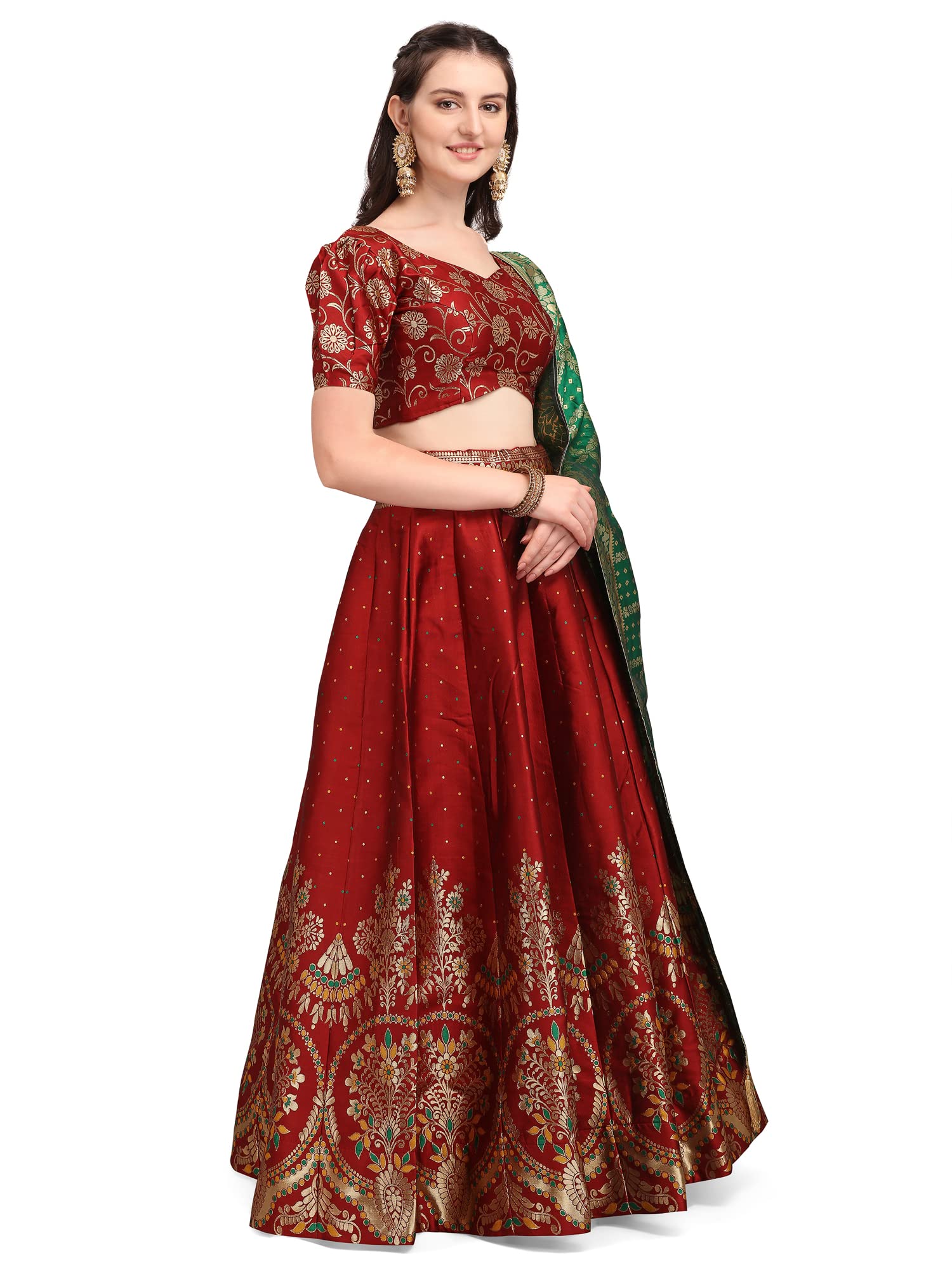 PURVAJA Maroon Jacquard Lehenga Choli for Women - Image 4