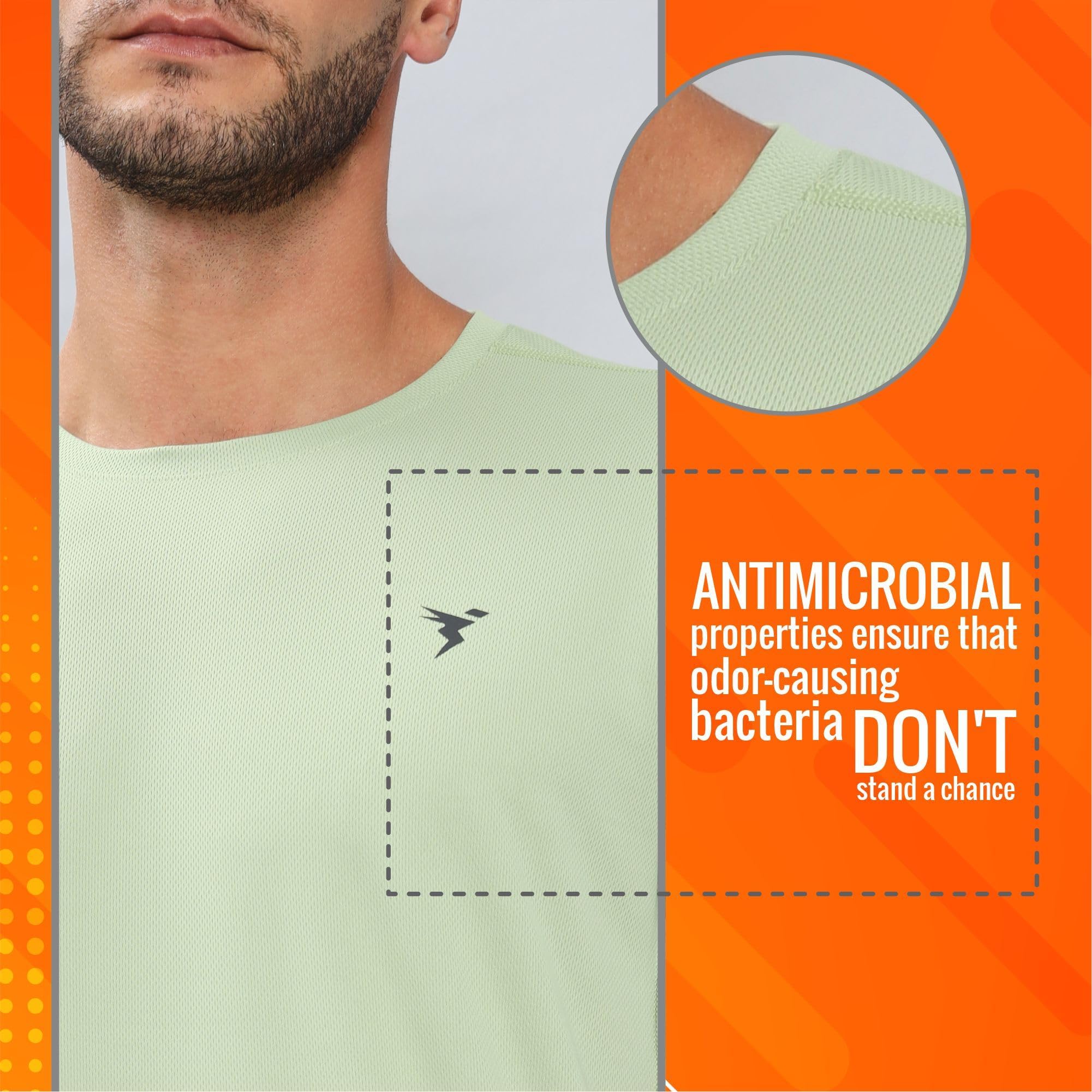 TECHNOSPORT Men's Crew Neck T-Shirt - Light Lime - Image 3