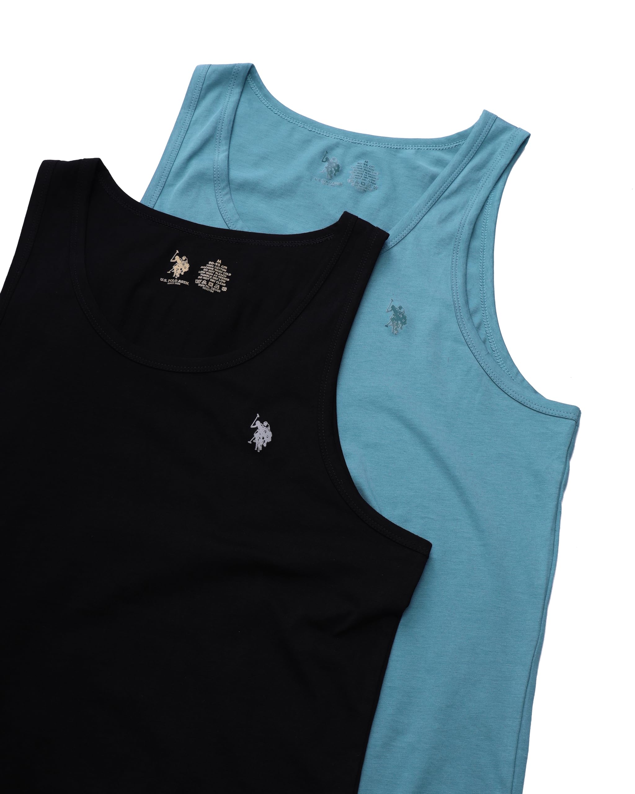 U. S. POLO ASSN. Men's Cotton Solid Vest - Black-Adriatic Blue - Image 2