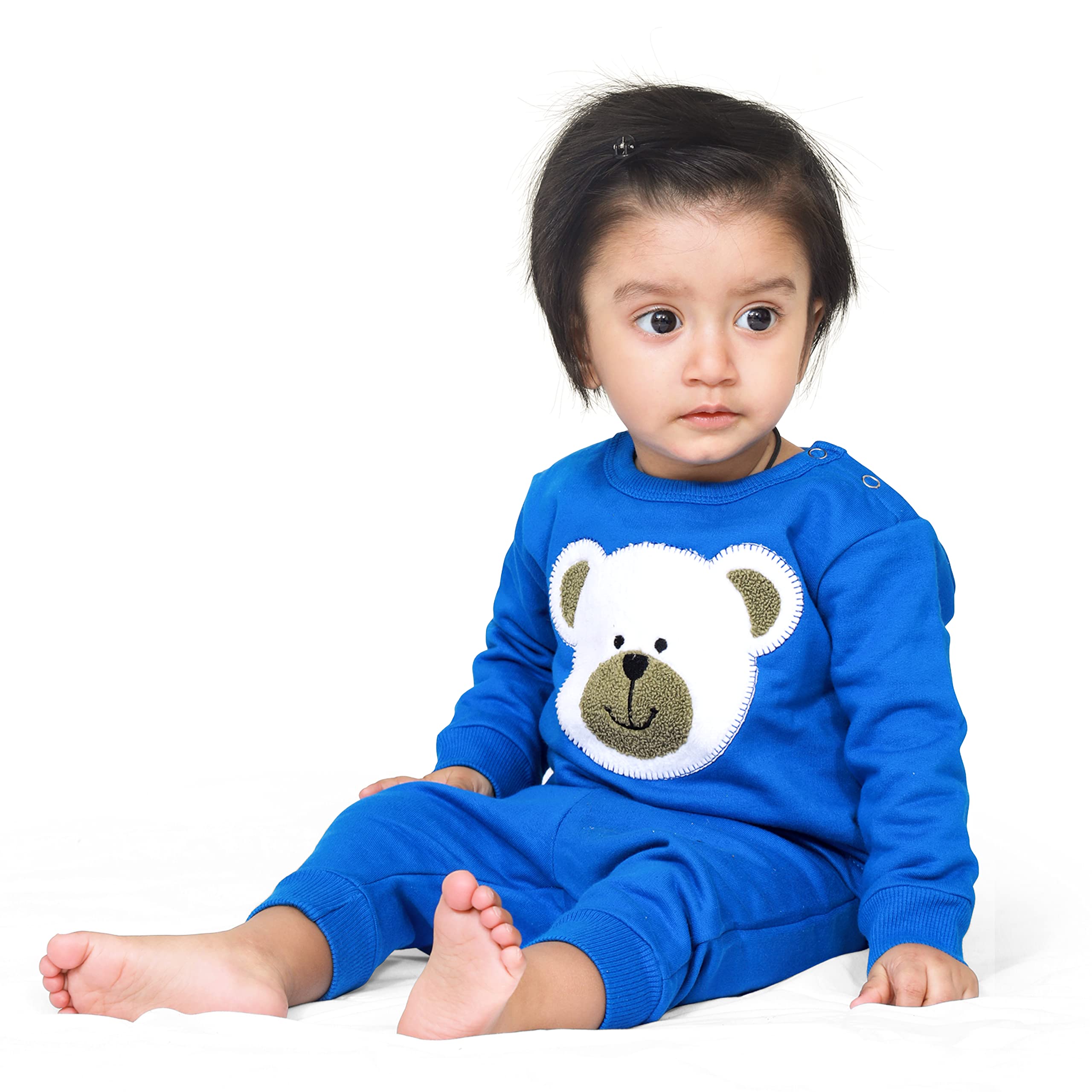 Blue Polar Bear Cotton Fleece Clothing Set for Baby - Image 5