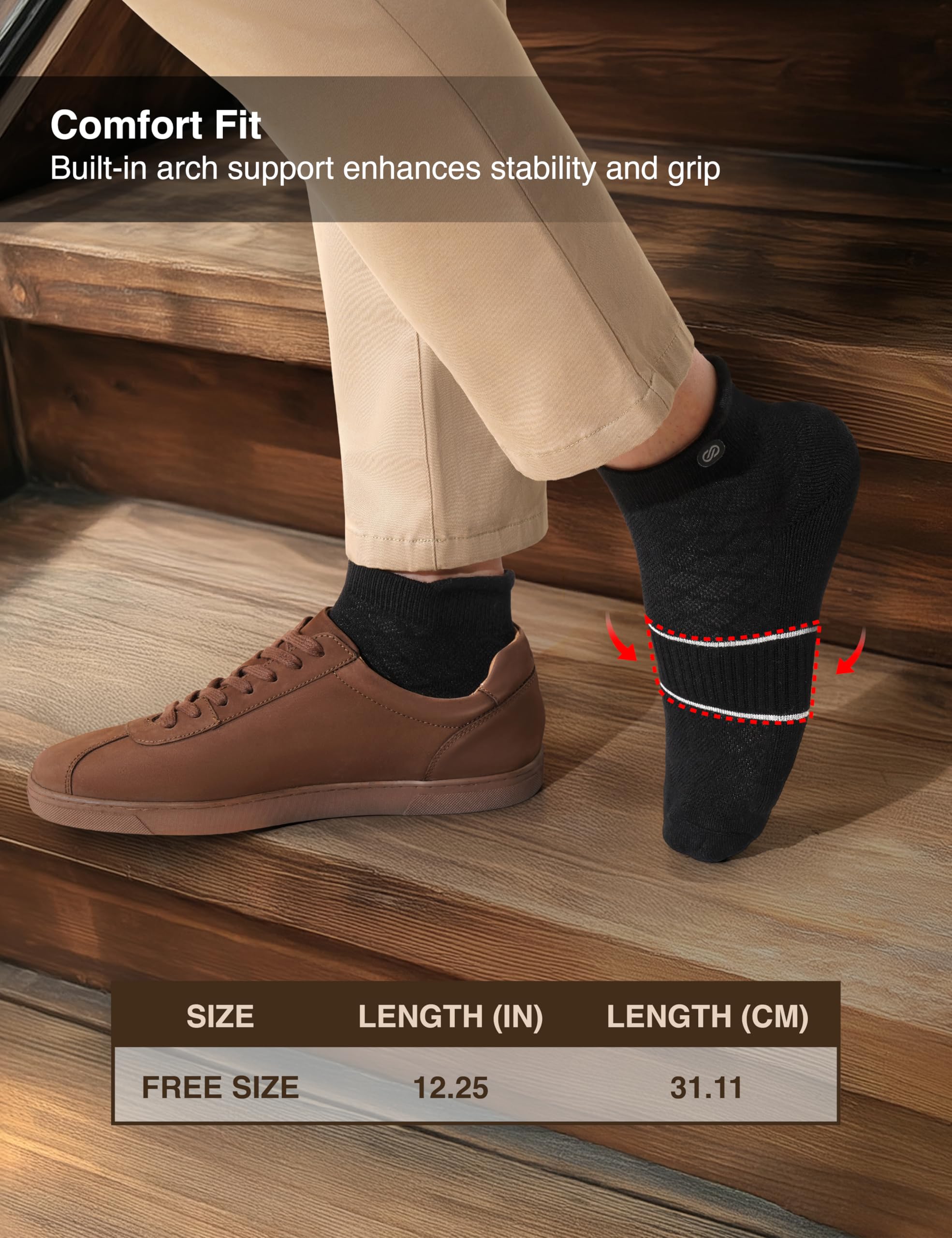 Symbol Bamboo Ankle Socks for Men - Black - Image 4