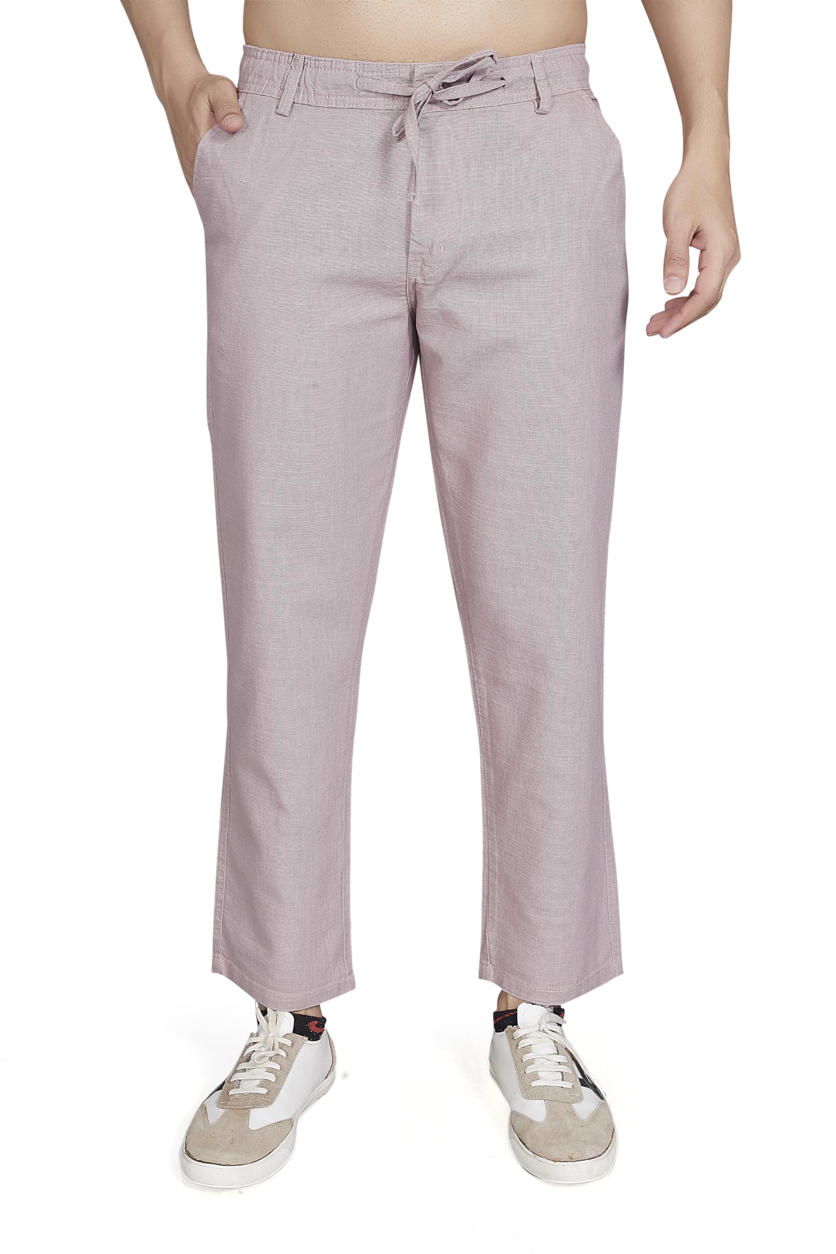 DIVISIVE Men's Pink Cotton Linen Trousers