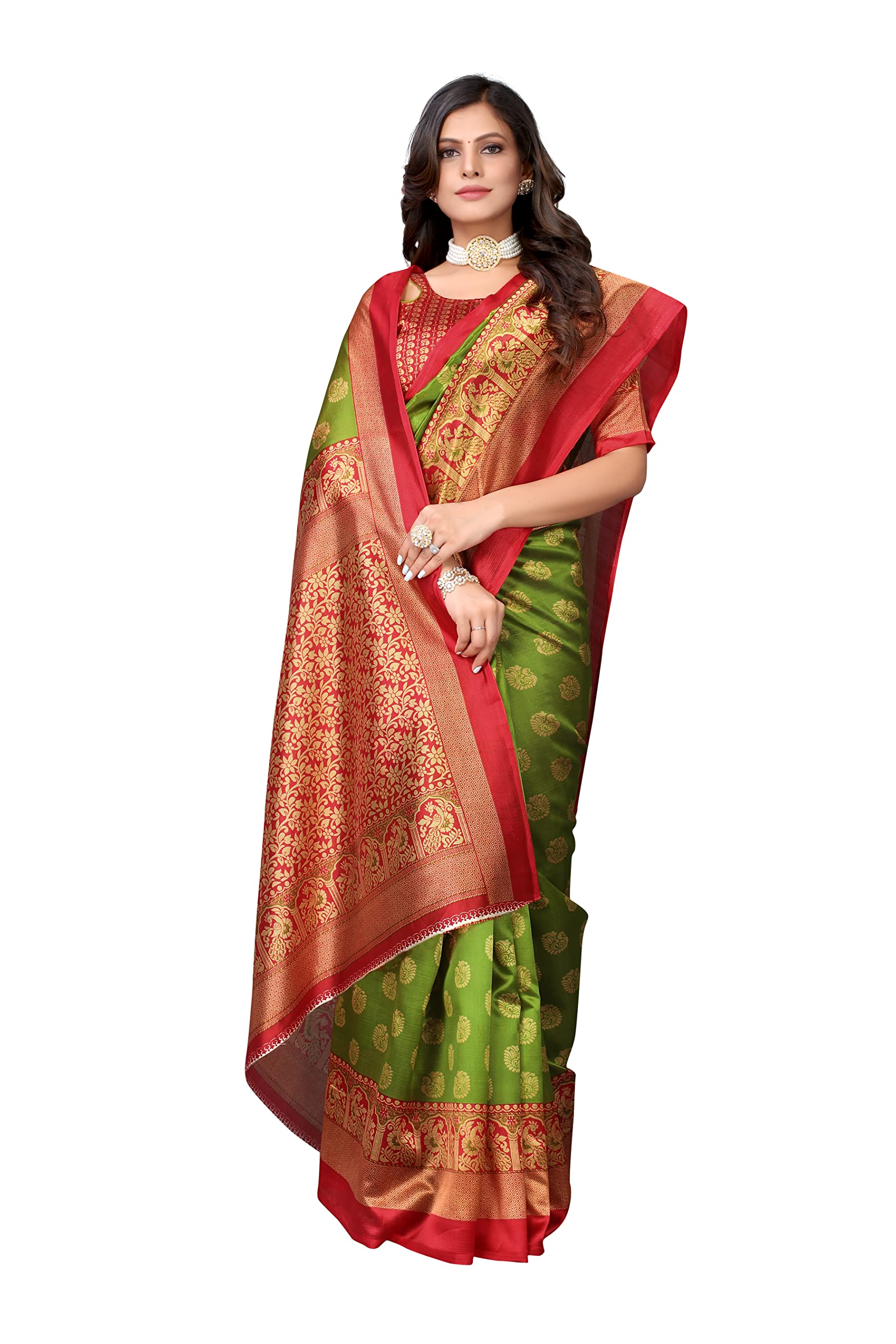 Yashika Mehendi Art Silk Saree for Women - Image 2