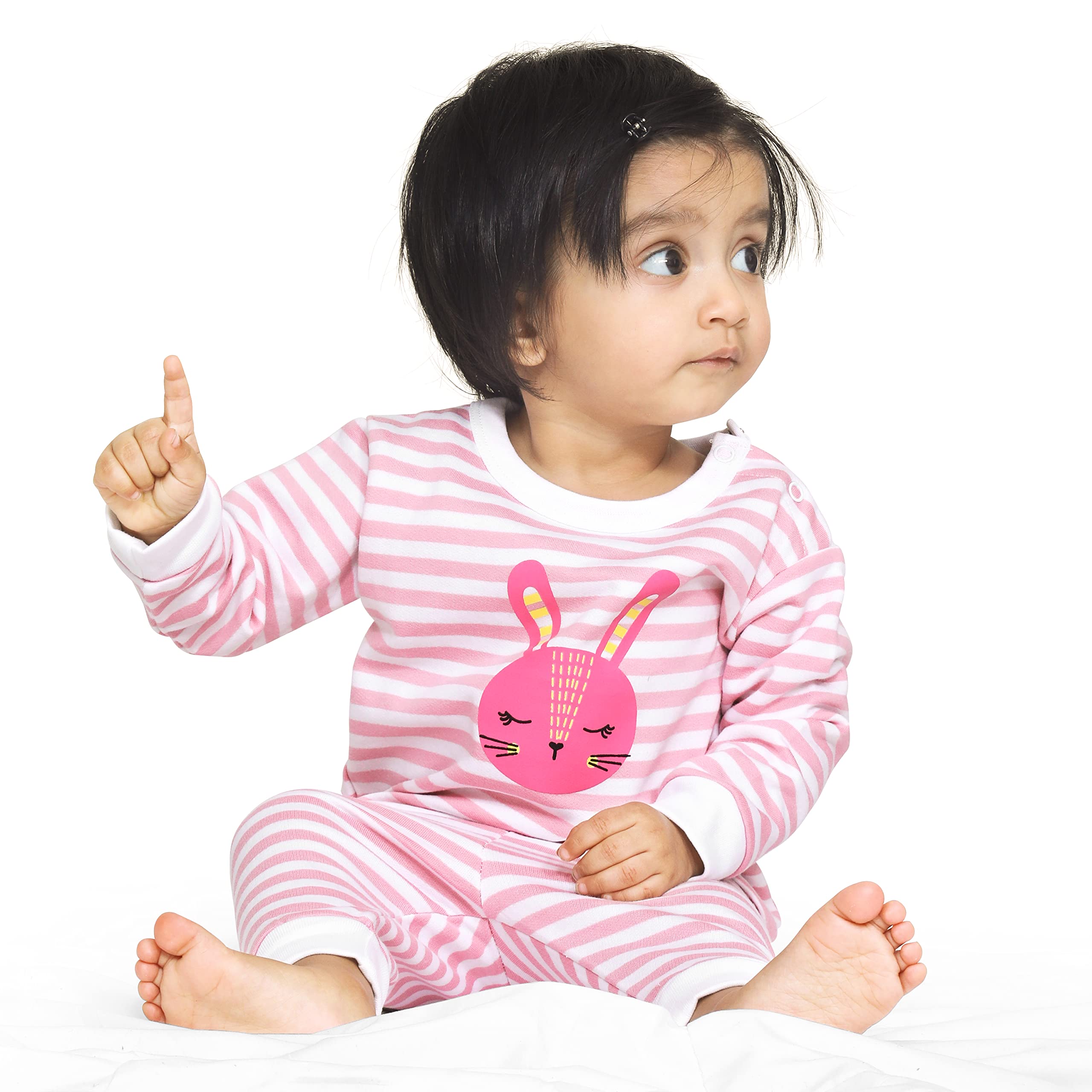 Real Basics Pink Bunny Unisex Cotton Fleece Pajama Set - Image 5