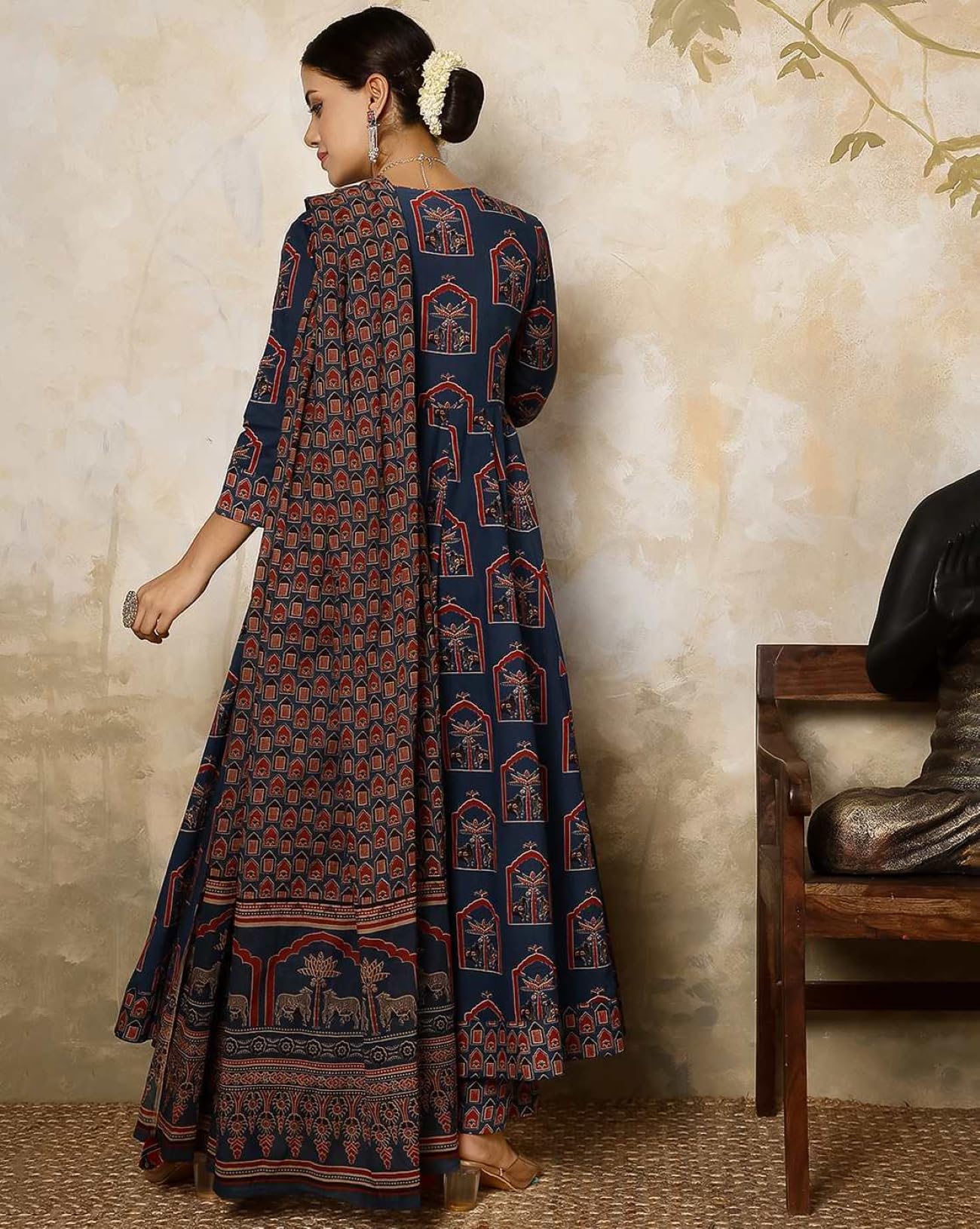 GEKHA Women's Blue Printed Kurta Set - Image 3