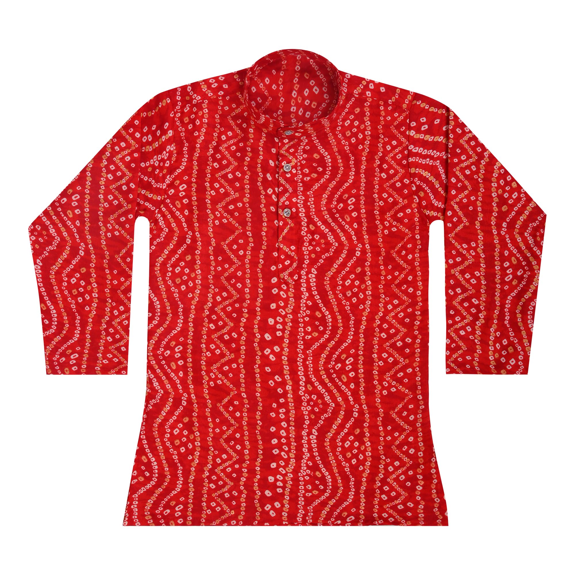 TinySteps Boys Bandhani Printed Cotton Kurta Pajama - Red - Image 4