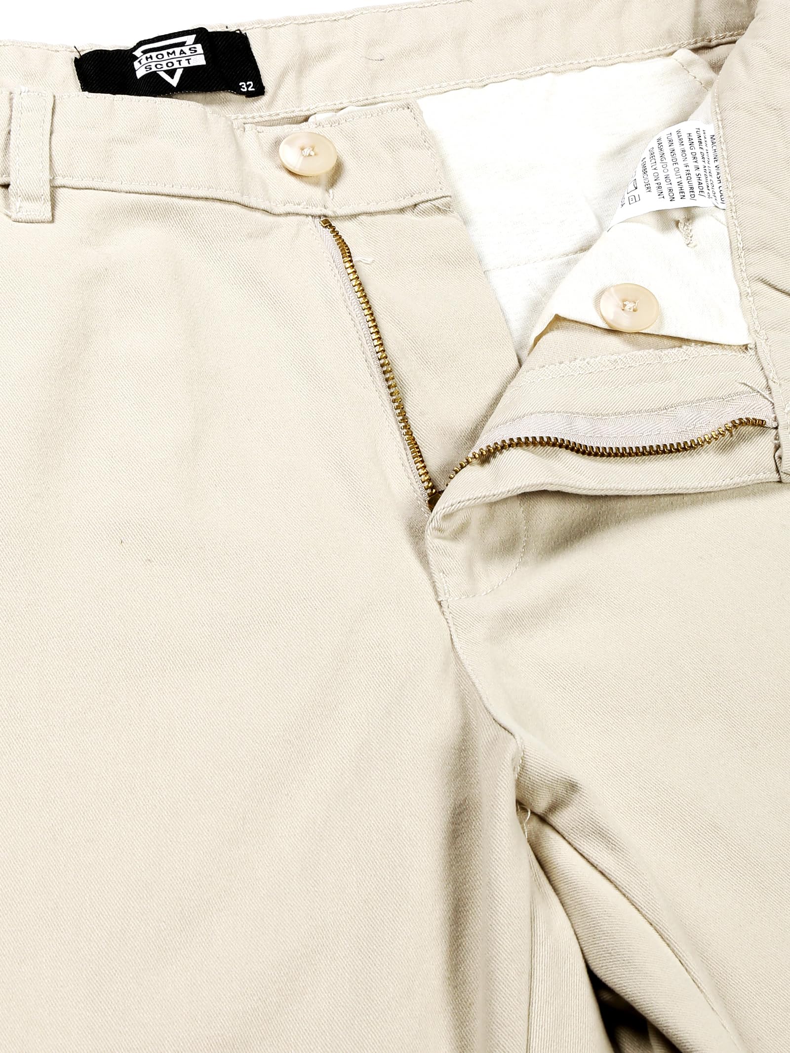 Thomas Scott Men's Cotton Slim Fit Chino Trouser - Cream - Image 5