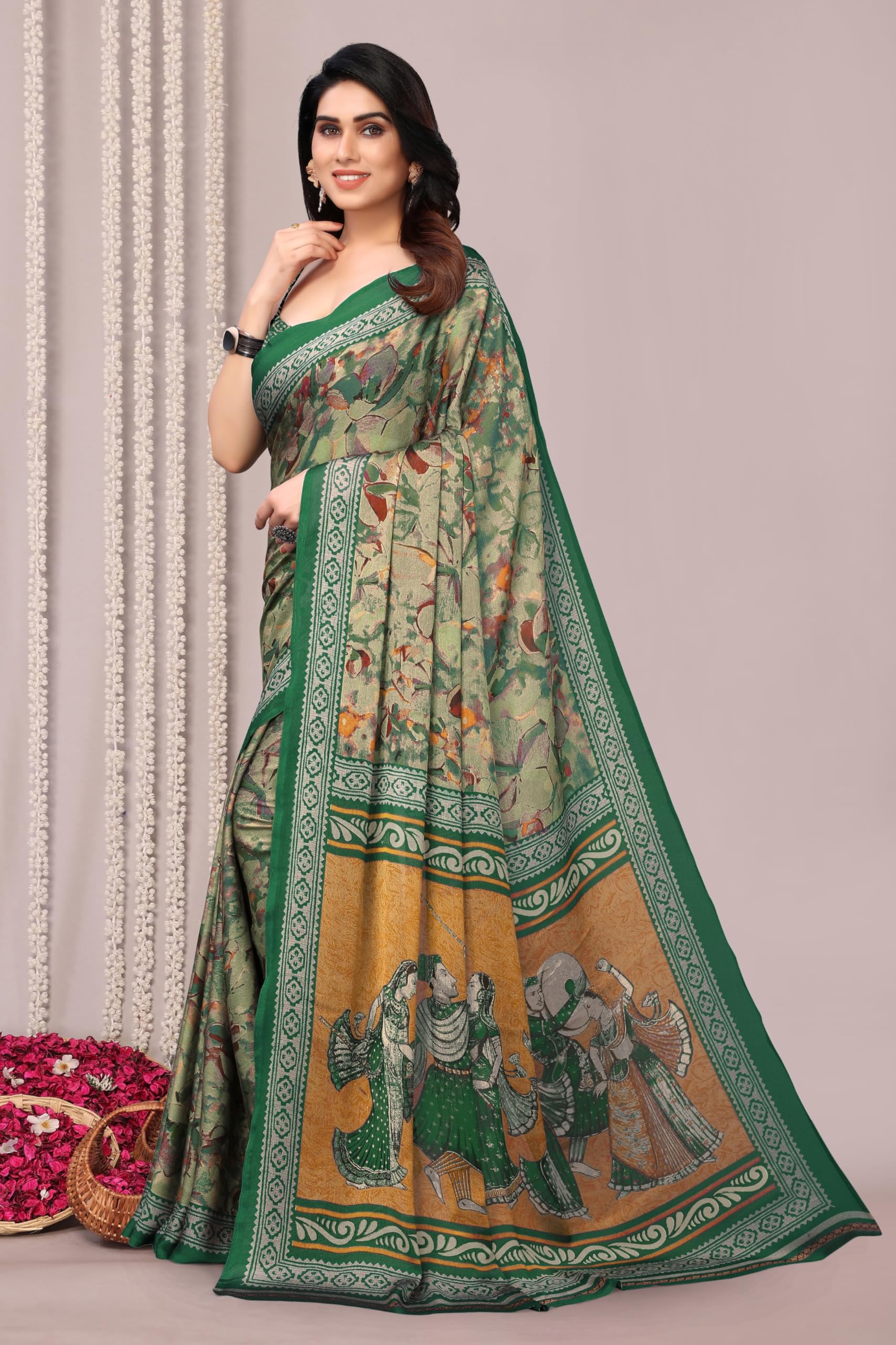 MIRCHI FASHION Chiffon Georgette Floral Saree for Women - Image 4