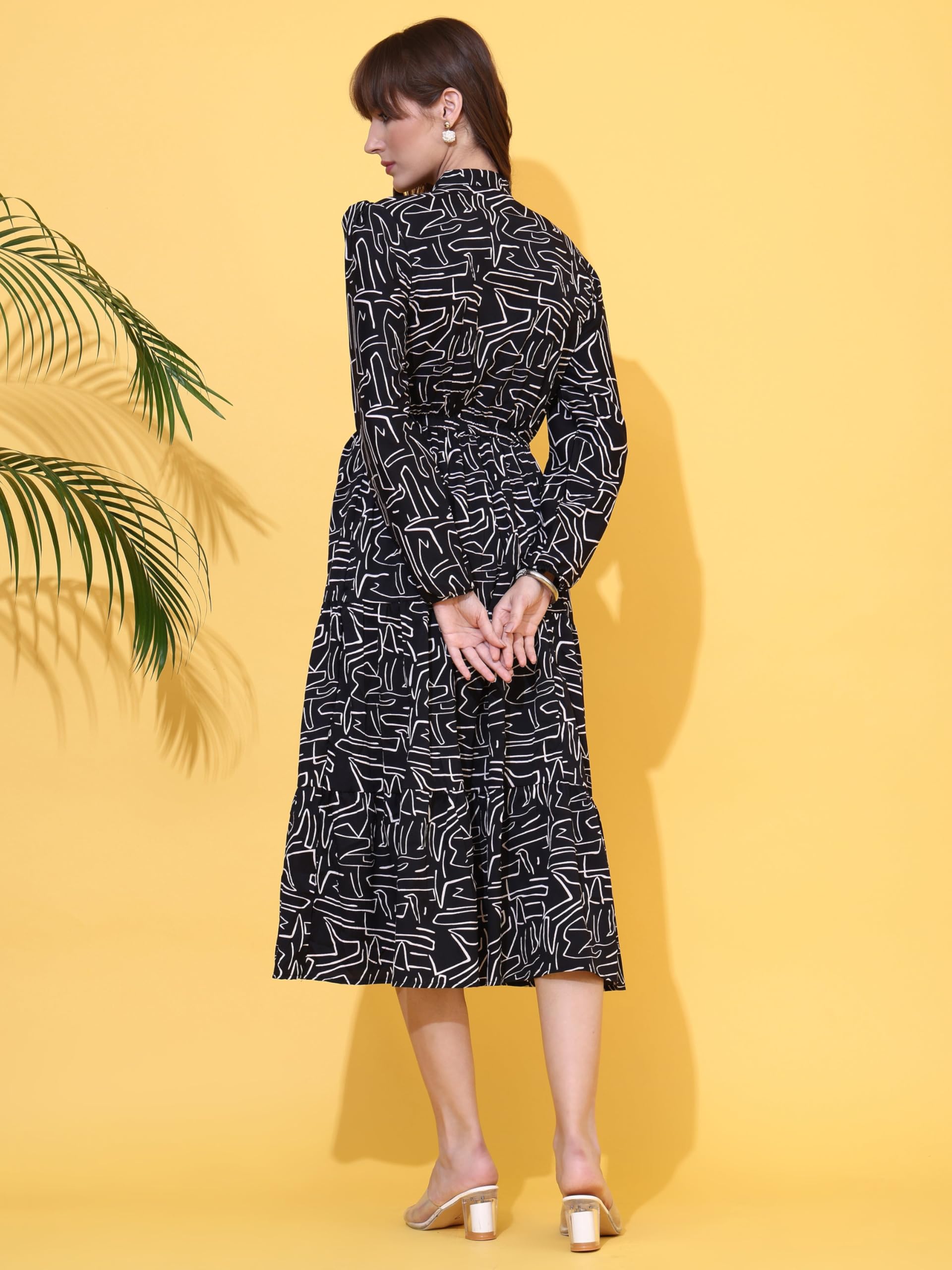 Black Crepe Frock Dress for Women - Image 4