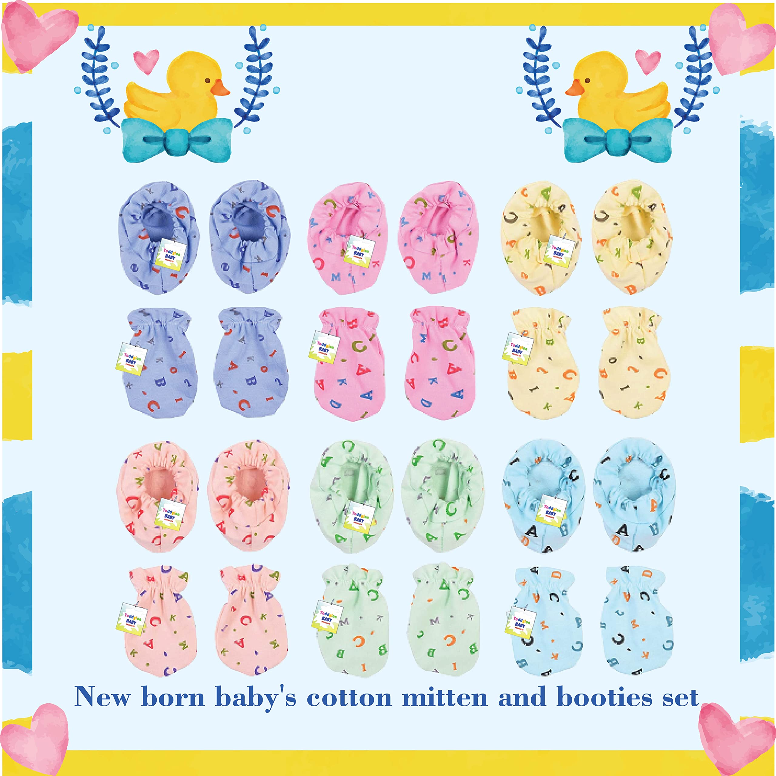 Toddylon Baby Mitten and Booties Set - Light Multicolor - Image 2