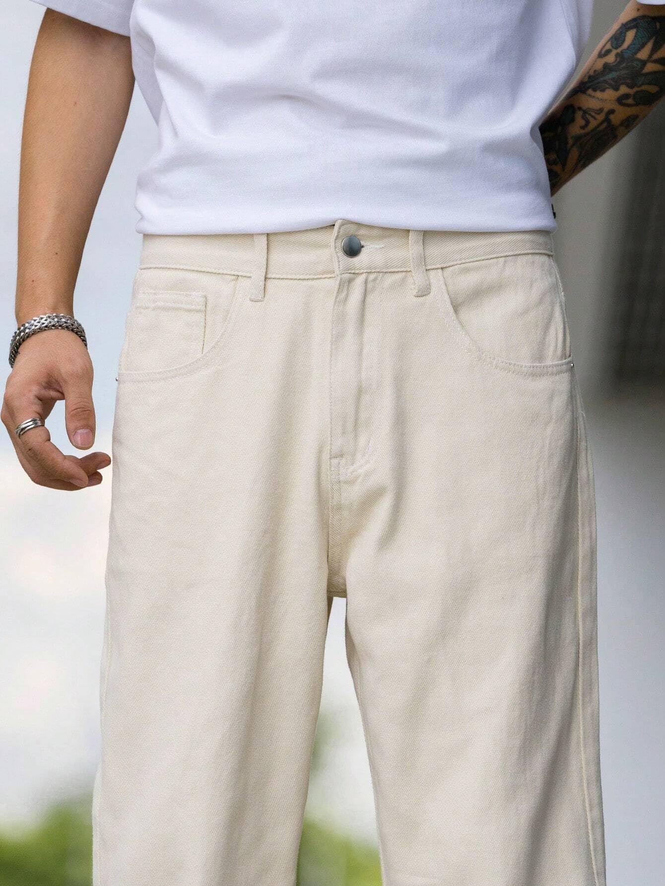 JVX Men Mid Rise Loose Fit Jeans - Cream - Image 5