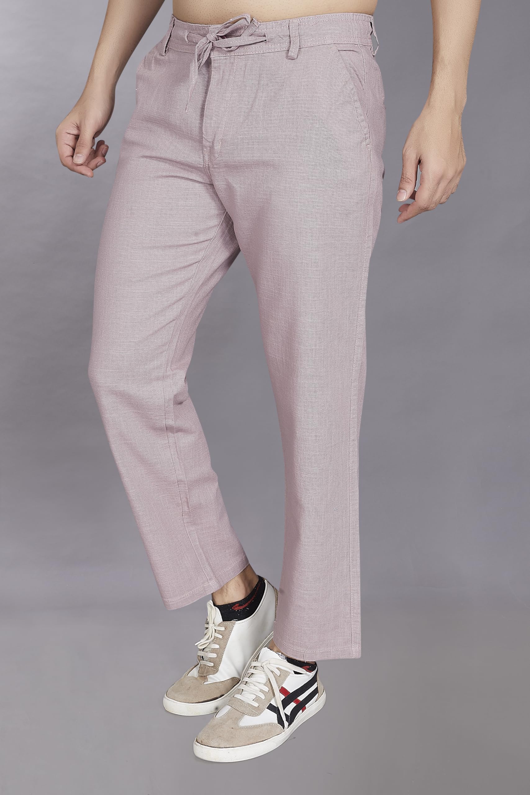 DIVISIVE Men's Pink Cotton Linen Trousers - Image 3