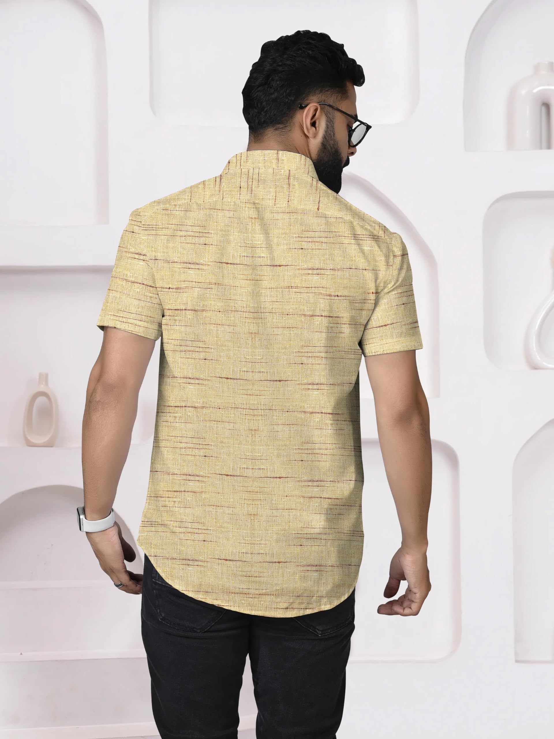 GarbGlide Men's Cotton Blend Striped Shirt - Image 2