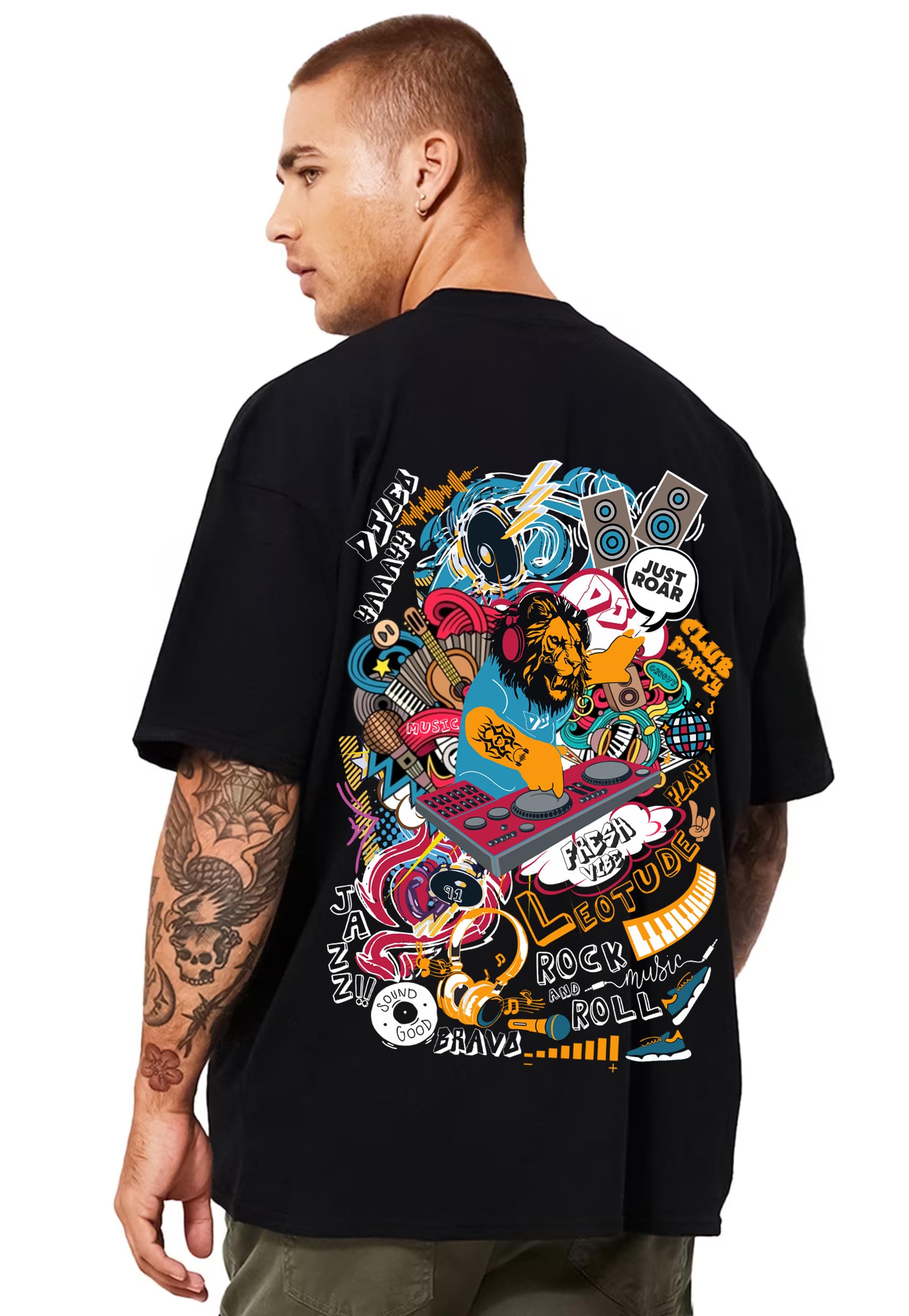 LEOTUDE Men's Cottonblend T-Shirt - Black