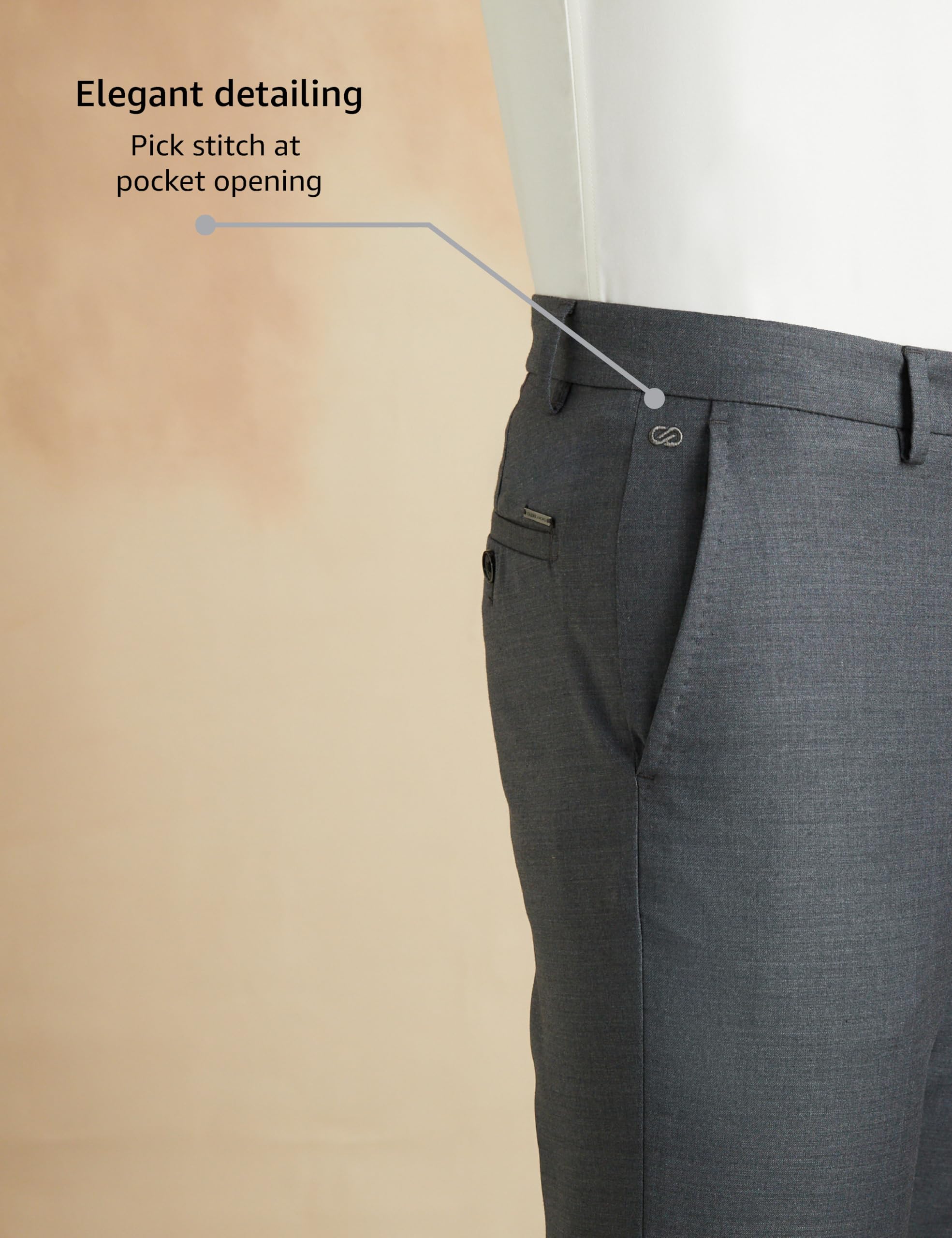 Symbol Men Formal Pants - Charcoal Grey - Image 5