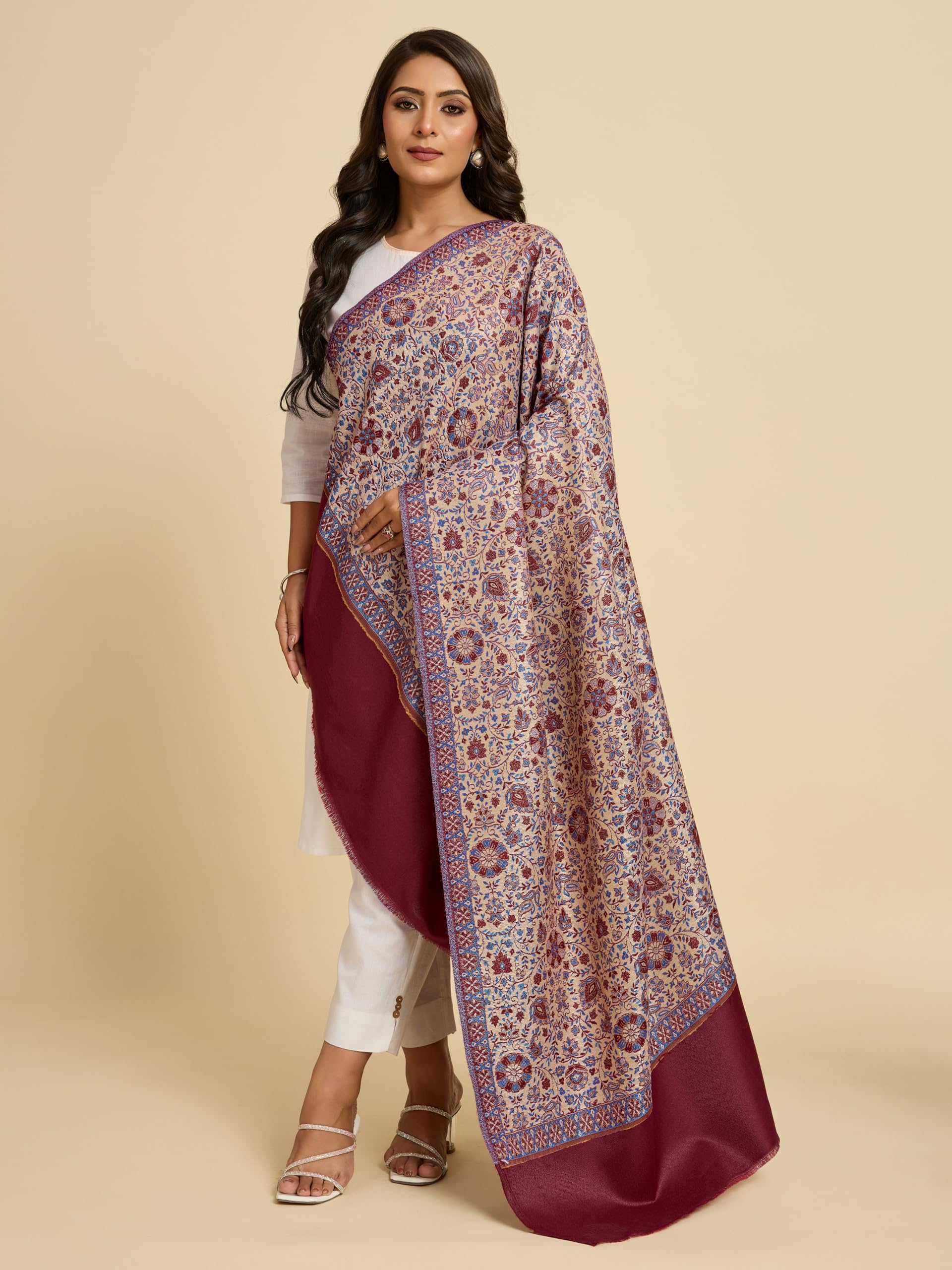 Weavers Villa Maroon Acrylic Shawl for Women - Image 4