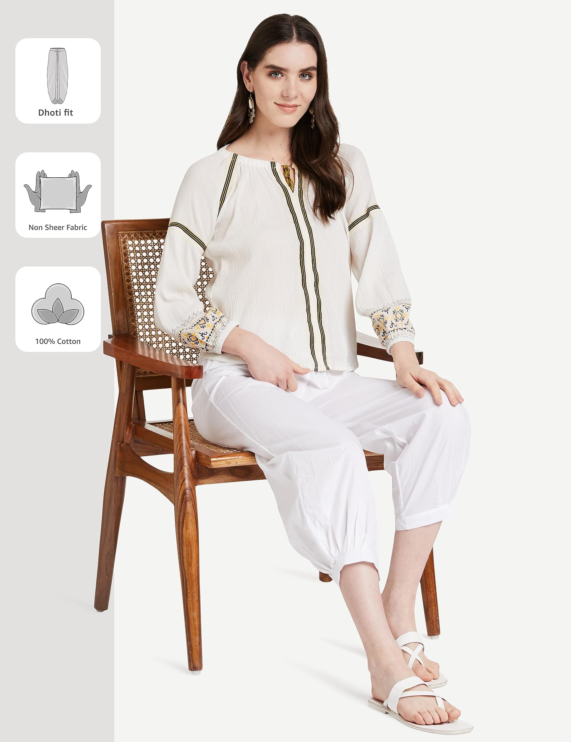 Myx Women's Cotton Afghan Salwar - White - Image 3